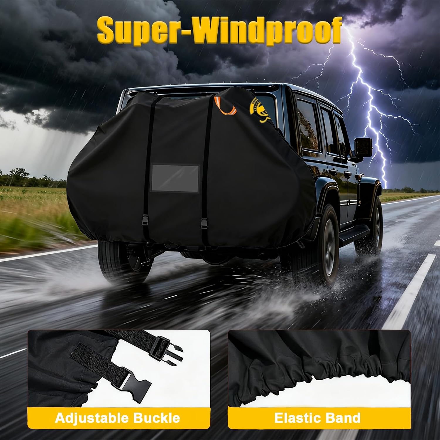 Bike Rack Cover for 2 Bikes, 600D Waterproof Travel Cover | Heavy-duty 600D bike cover protects 2 bikes from rain, dust, UV and wind. Features buckles and lock hole for secure travel. - Image 5