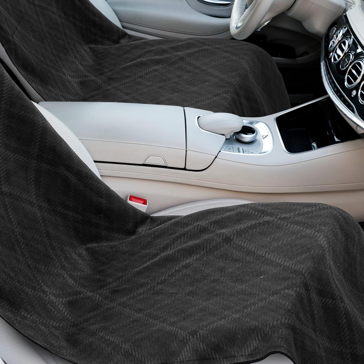 Hahafelt 1 Pack Car Seat Towel Cover with Storage Bag, 63 x 32 Inch Universal Non Slip Waterproof Sweat Protector for Car, Gym Workout Swimming Running, Machine Washable (Black Plaid Style) - Image 4