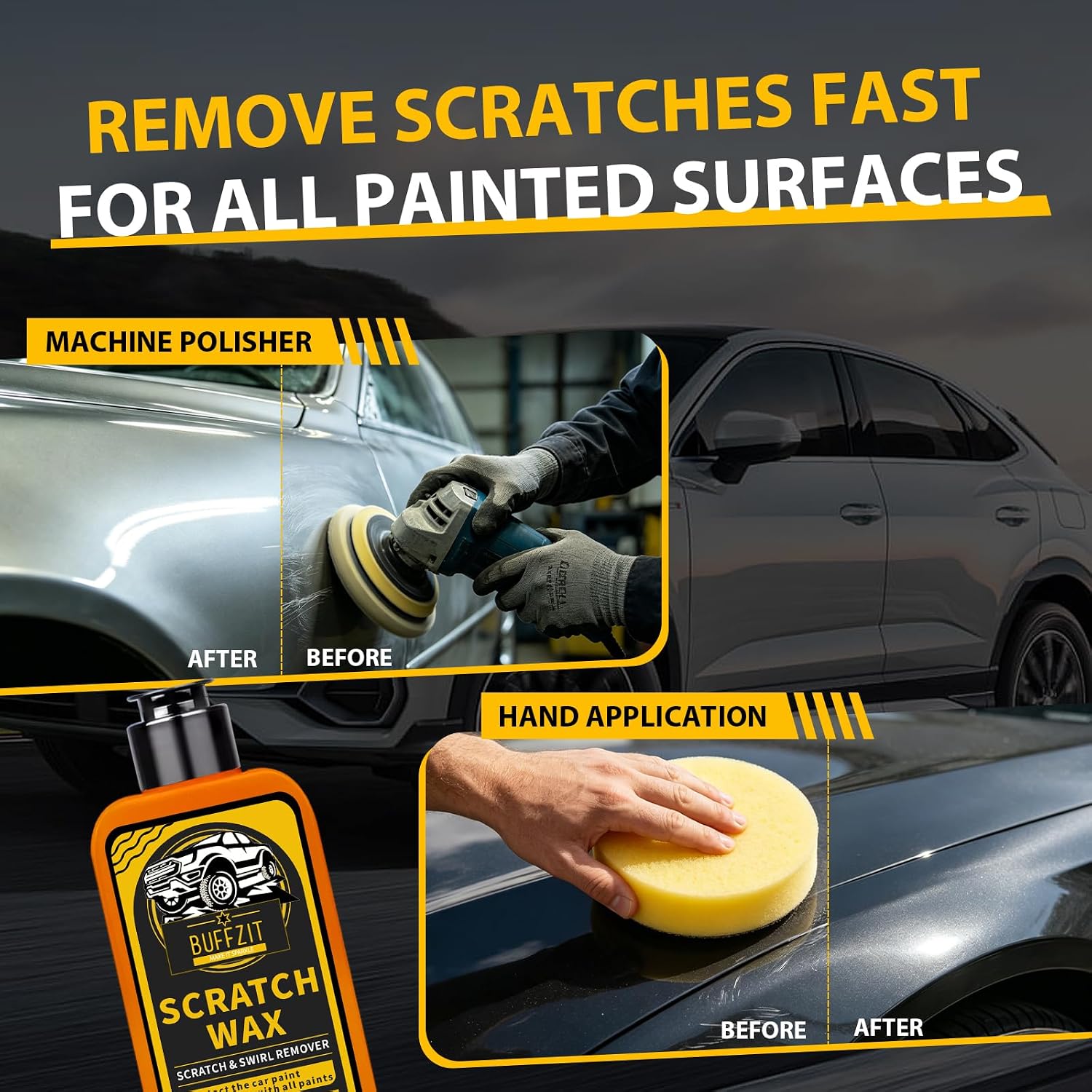 Car Scratch Remover for Vehicles, Scratch Repair Wax, Rubbing & Polishing Compound, Easily Removes Surface Scratches, Effectively Reduces Swirl Marks for Cars and Other Vehicles, 3.4oz/100ml - Image 4