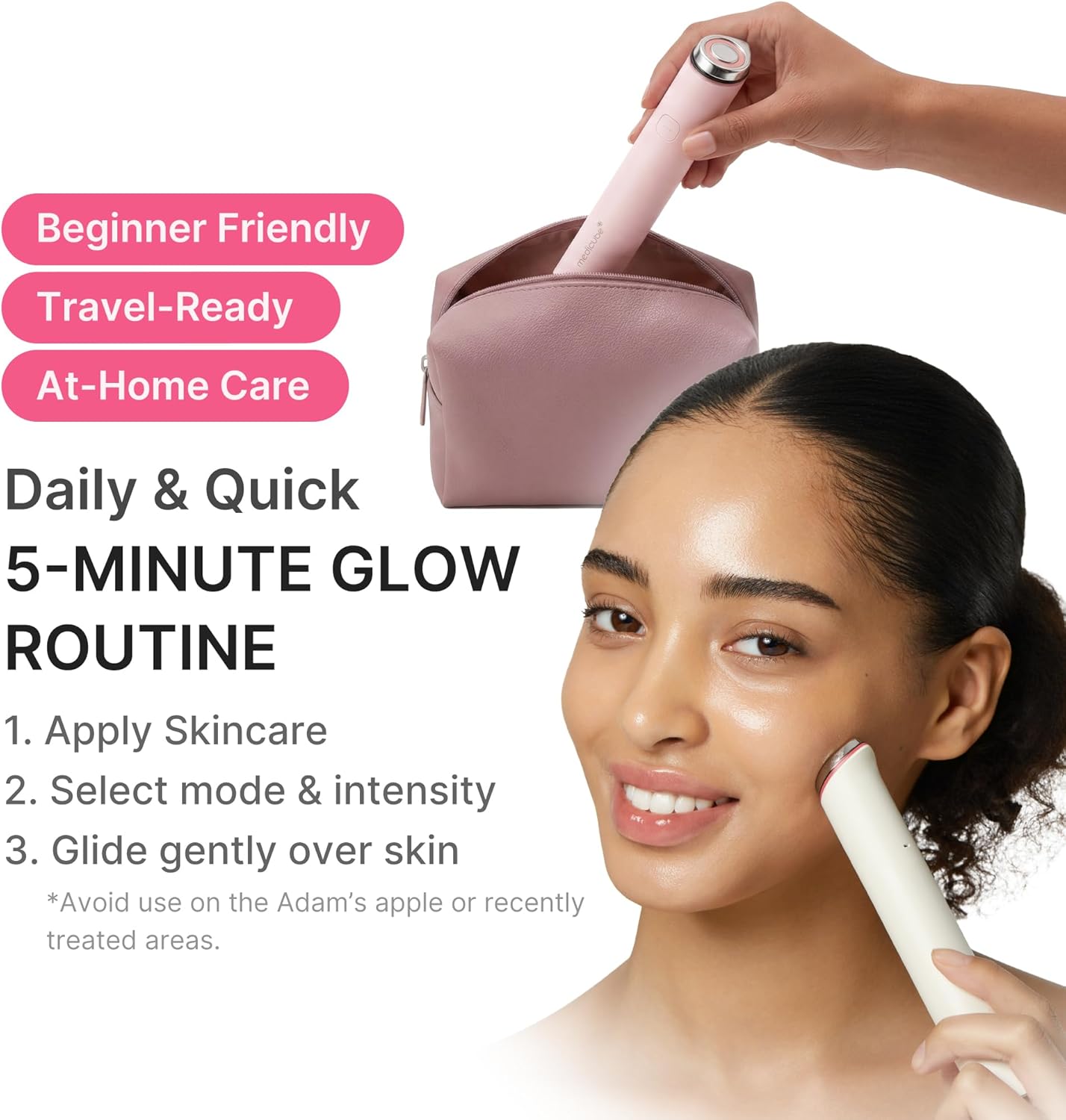 medicube Mini Booster Pro Plus | Facial Device for Radiant, Calming, and Bouncy-Looking Skin | Red, Blue, Purple 3-Mode | Portable Korean Skincare Device, At Home Care | Pink - Image 8