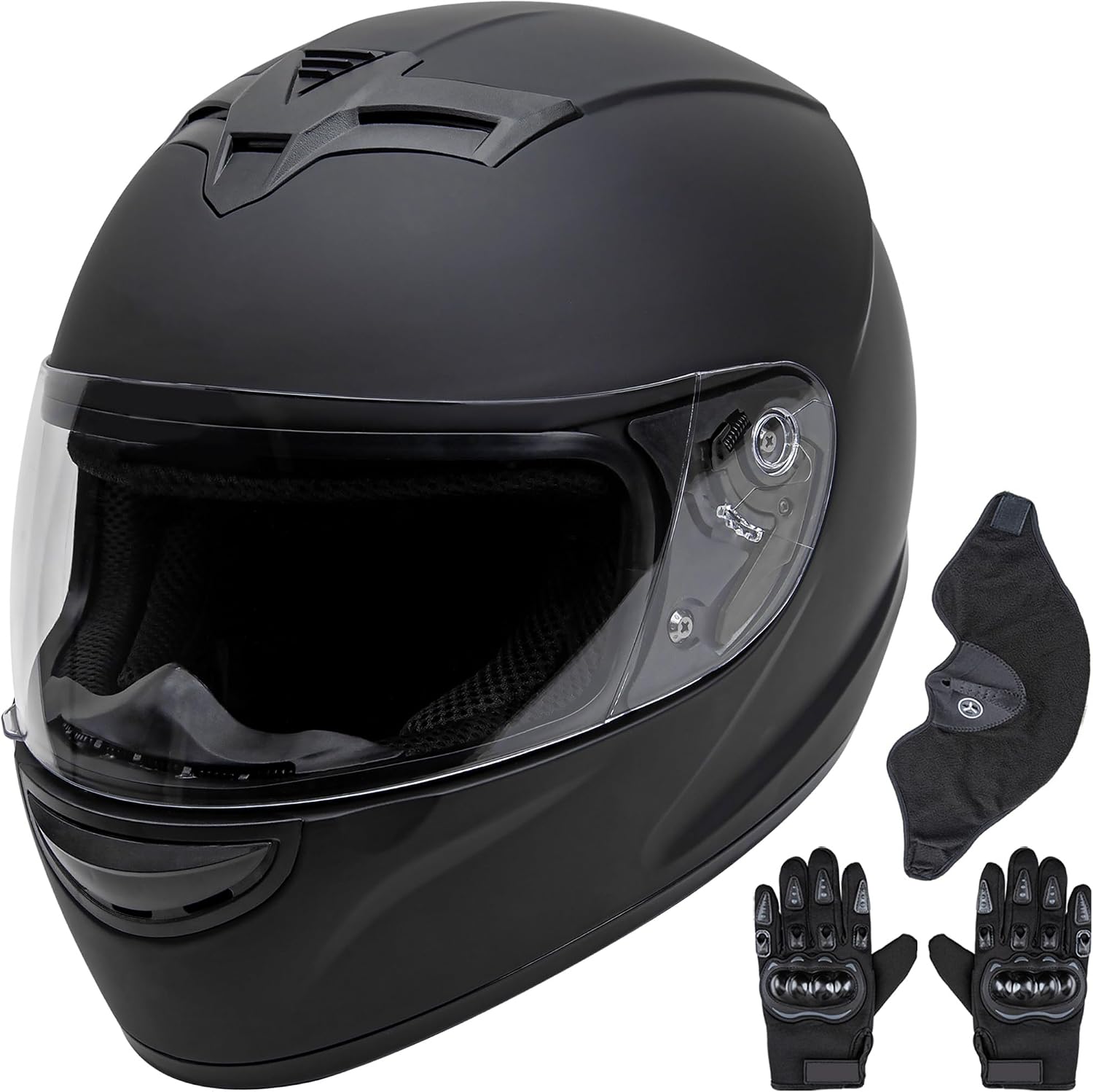 CARTMAN Lightweight Full Helmet Large, DOT Approved Racing with Visor | Matte black half helmet. Adult/Teen. DOT ABS, vented, weatherproof, adjustable. Goggles/gloves. Street, dirt, snow. - Image 2