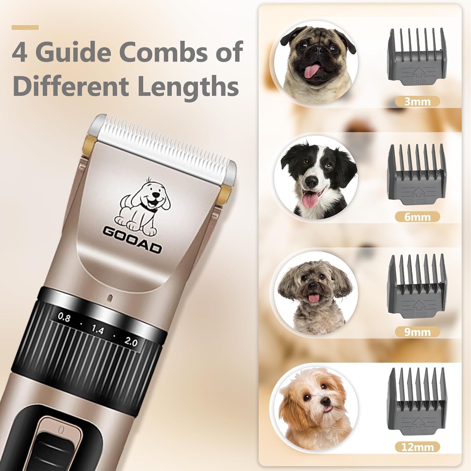 Dog Clippers for Grooming for Heavy Thick Hair&Coats,Low Noise Hair Trimmer,Rechargeable Cordless Pet Shaver, Dog Grooming Kit with Paw Trimmer Nail Grinder for Small Large Dogs - Image 6
