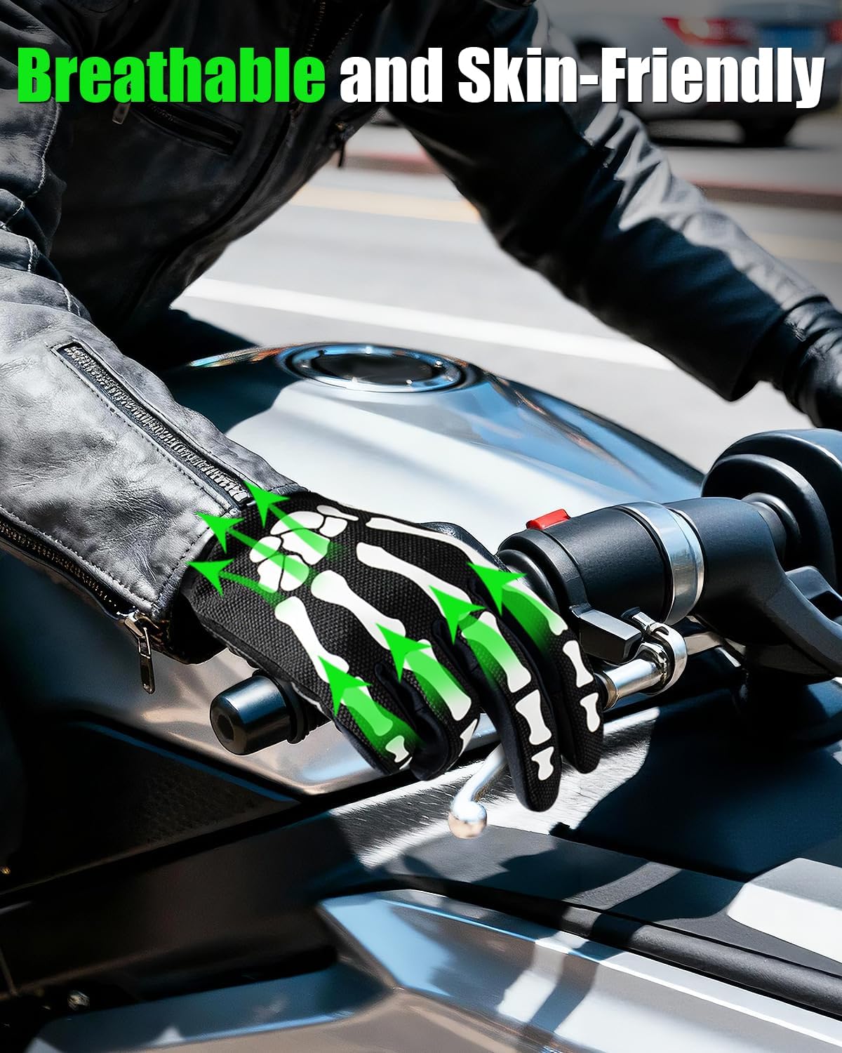 RIGWARL Motorcycle Gloves for Men and Women, Breathable Dirt Bike Gloves with Non-Slip Palm, Skeleton Motorcycle Riding Glove - Image 5
