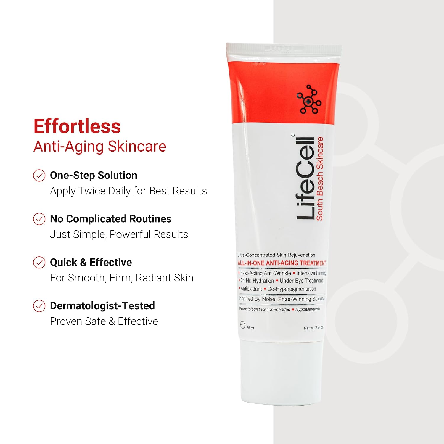 LifeCell All In One Anti-Aging Cream – Reduces Wrinkles, Fine Lines, Dark Circles & Sun Damage – Retinol, Vitamin C, DMAE & Hyaluronic Acid – Fragrance-Free, for All Skin Types (2.54oz) - Image 7