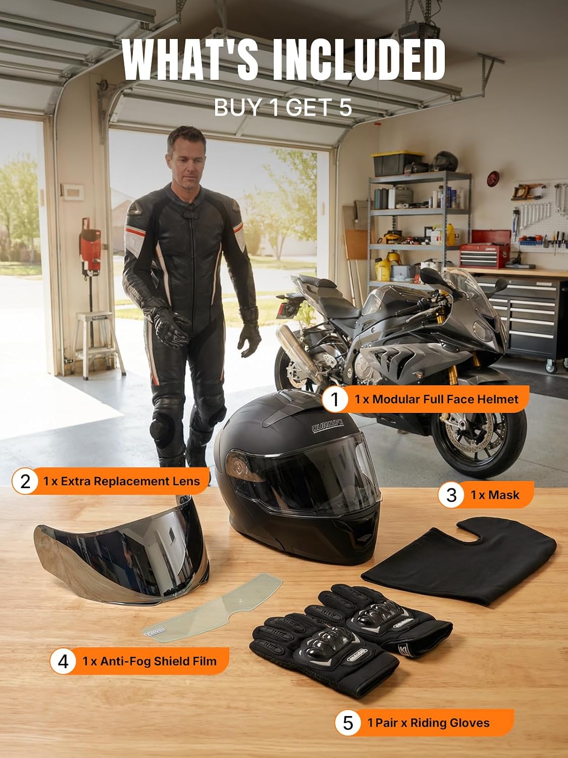 OUMURS Modular Motorcycle Helmets Full Face Flip up Street Bike Motorcycle Helmet for Unisex Adult Model 912 - Image 10