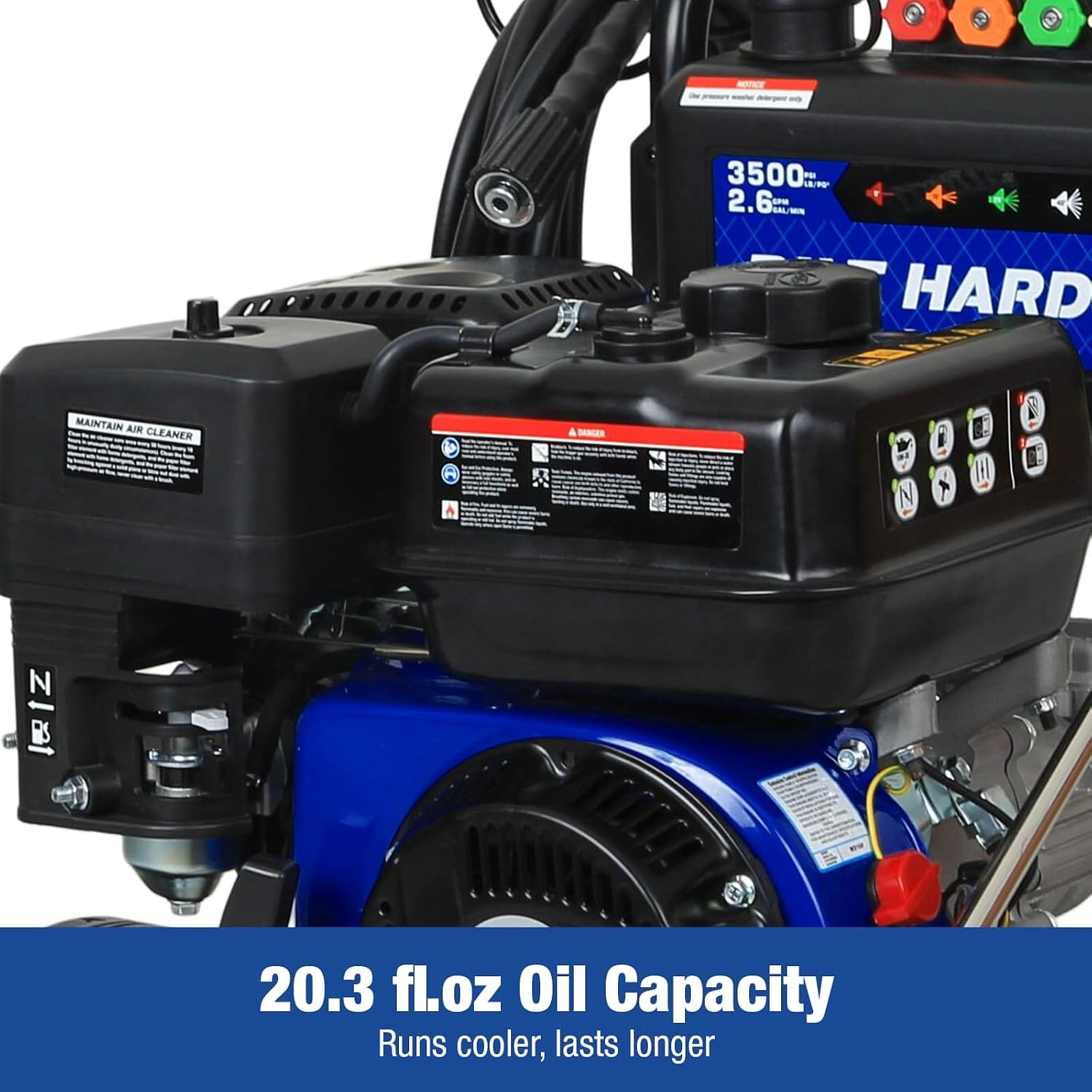 BILTHARD 3500 PSI Gas Pressure Washer, 2.6 GPM Heavy Duty Power Washer with 212cc 4 Cycle Engine, Spray Gun and Wand, 5 Quick Connect Nozzle Tips, 30 Foot Hose - Image 5