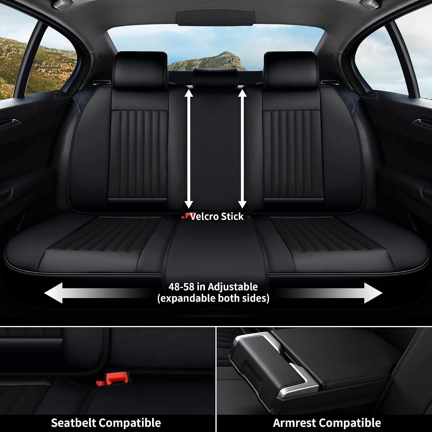 Coverado Seat Covers, Car Seat Covers Front Seats, Car Seat Cover, Car Seat Protector Waterproof, Car Seat Cushion Nappa Leather, Black Seat Covers for Cars Carseat Cover Universal Fit for Most Cars - Image 5