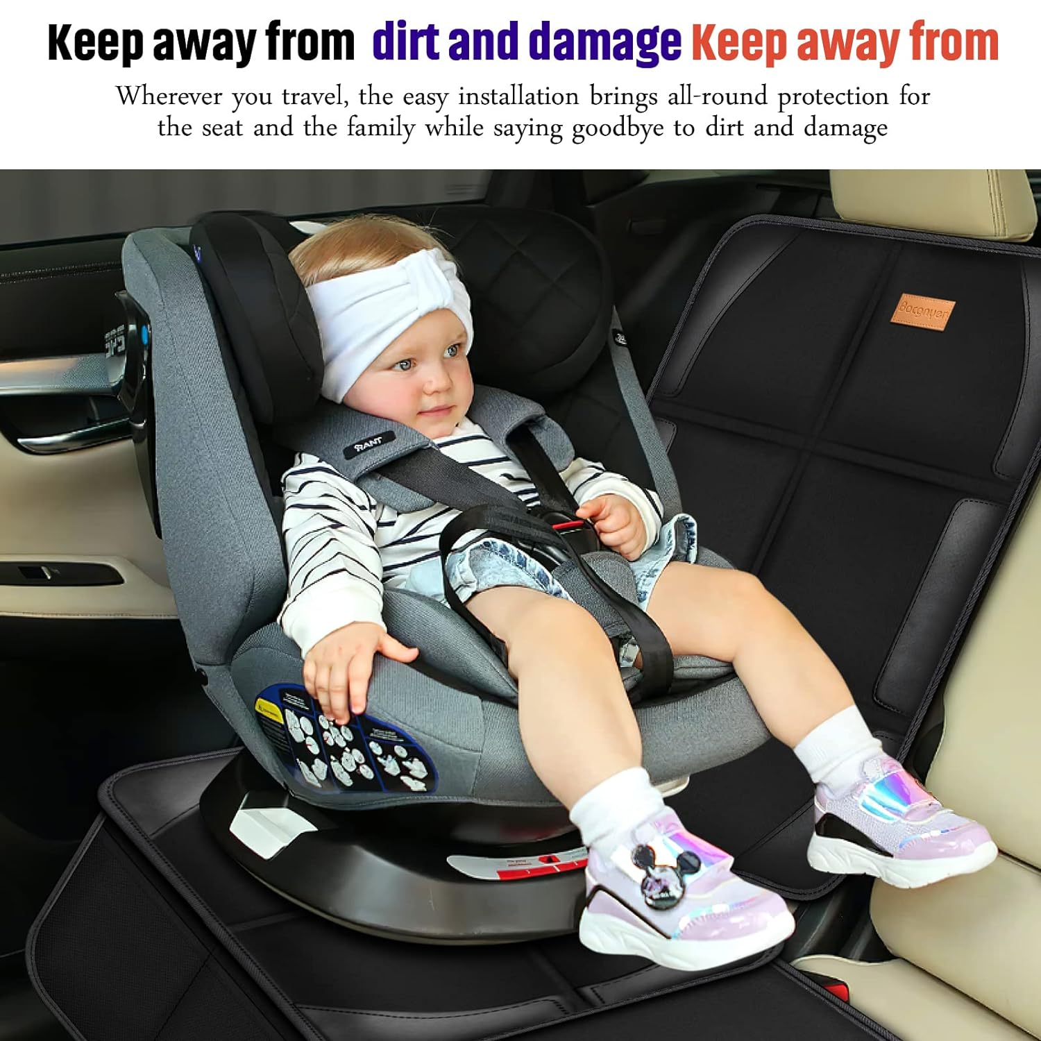 Bacgnyer Car Seat Protector, 2 Pack of Seat Protectors, Thickest Padded 600D Fabric Padding, Waterproof, Durable, Anti Slip Backing, Child Seat Protection, Suitable for Babies, Toddlers, Children - Image 3