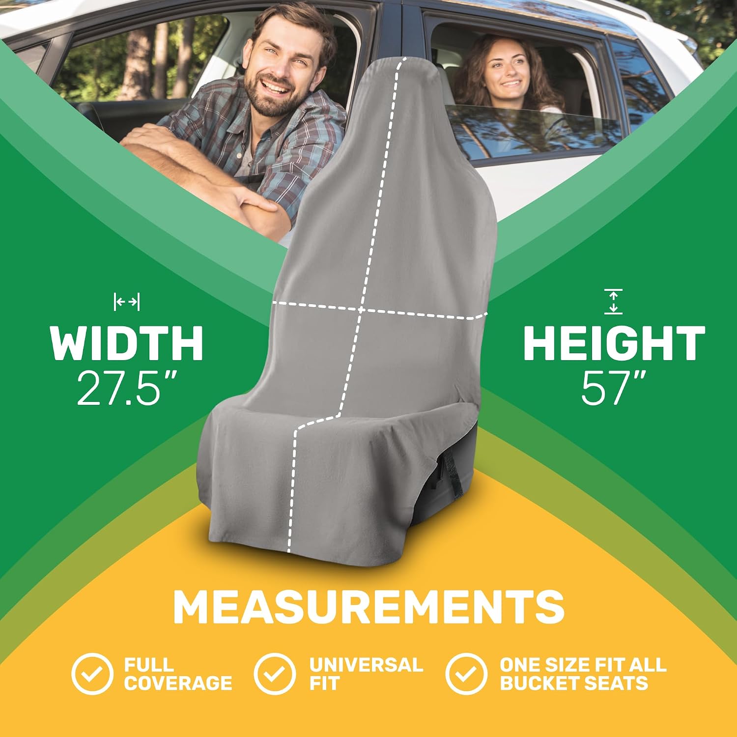 UltraSport Waterproof Towel Car Seat Cover, Universal Fit, Sweatproof & Odor-Resistant Front Seat Protector, Quick-Dry, Machine Washable for Gym, Pets, Travel, Outdoor Adventures, Gray - Image 7
