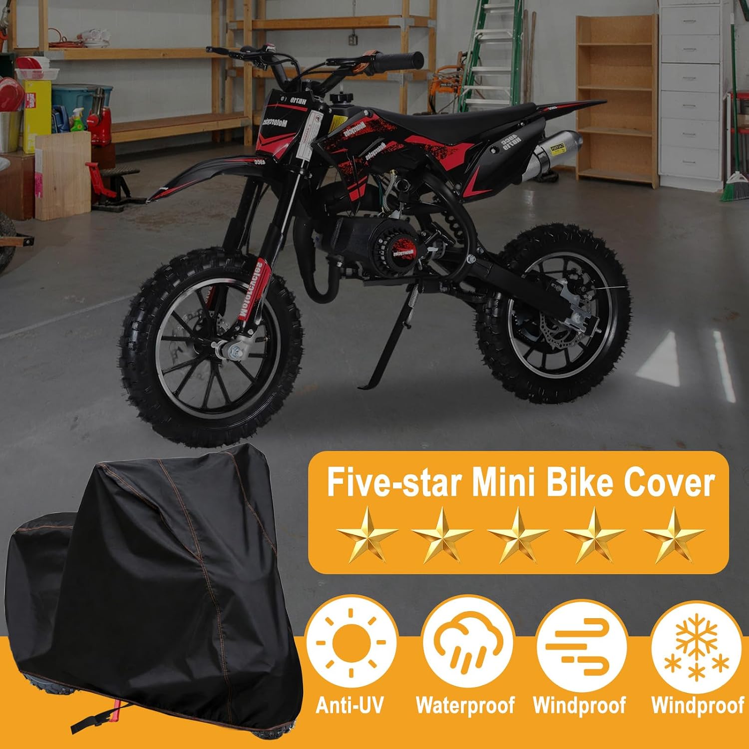 Chikia Mini Bike Cover Outdoor,Minibike Cover Waterproof,Compatible with Coleman CT200U CT200U-EX BT200X RT200 B200R B200RSV Massimo Baja Trail Master Accessories,Protection,Dustproof - Image 6
