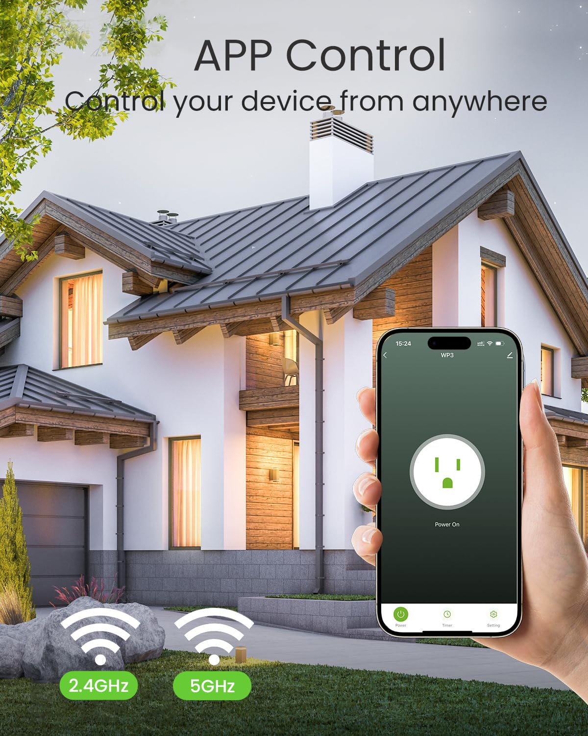 GHome Smart 5G 15A WiFi Smart Plug Compatible with Alexa and Google Home, Outlet Timer Smart Home WiFi Outlet Timer with Remote Control, 5GHz and 2.4GHz Wi-Fi Sockets, ETL FCC Listed, White, 4 Pack - Image 5