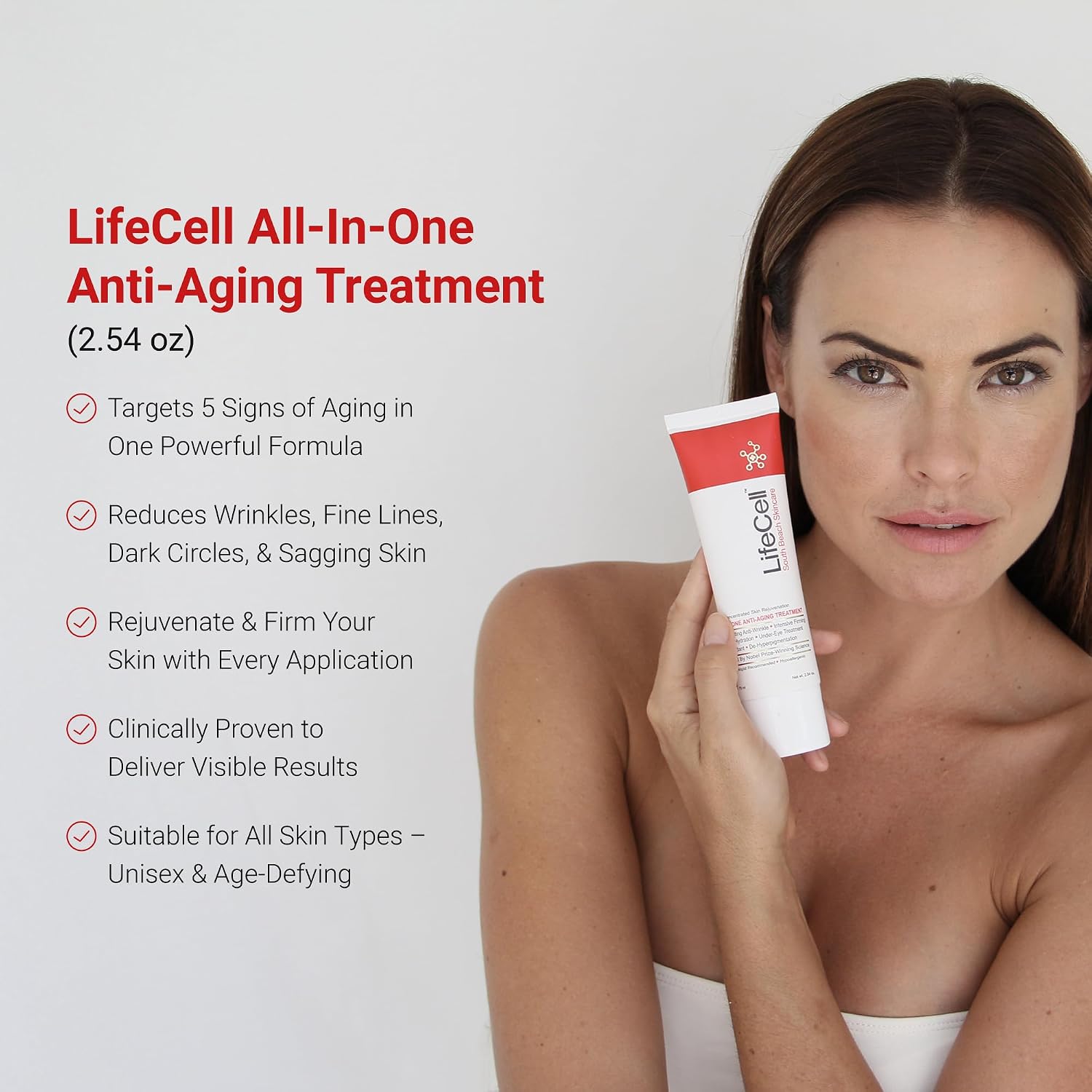 LifeCell All In One Anti-Aging Cream – Reduces Wrinkles, Fine Lines, Dark Circles & Sun Damage – Retinol, Vitamin C, DMAE & Hyaluronic Acid – Fragrance-Free, for All Skin Types (2.54oz) - Image 3
