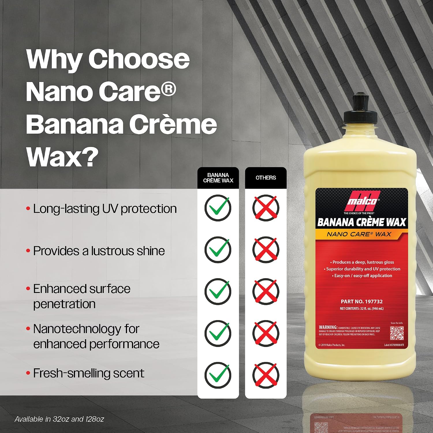 Malco Nano Care Banana Creme Wax - Deep Gloss Shine and Long-Lasting UV Protection/For Automotive, Marine and Industrial Finishes / 32 oz. (197732) - Image 5