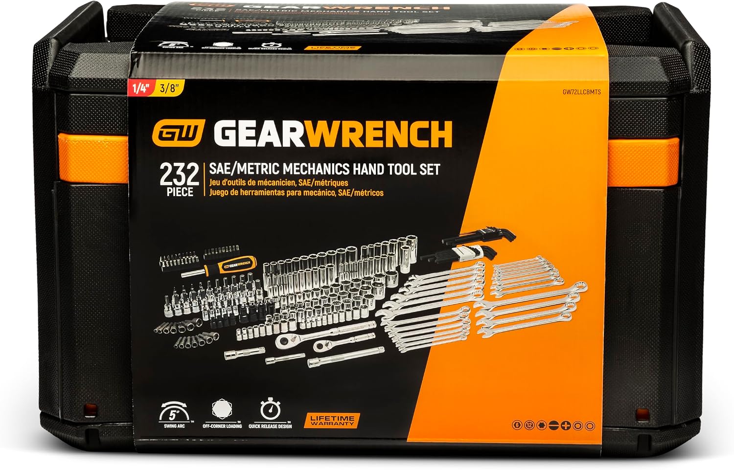 GEARWRENCH Mechanics Tool Set in 3 Drawer Storage Box, 232 Pc, 1/4 in and 3/8 in Drive, Metric/SAE | GW72LLCBMTS - Image 7