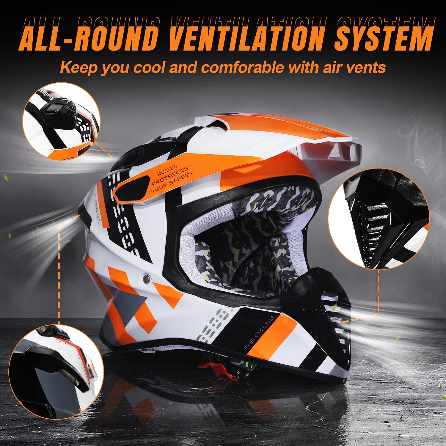 DOT Approved Youth Dirt Bike Helmet Kids Full Face Motocross Helmets Set | Riding Gear Set with Goggles, Gloves & Removable Padding for Teens, Fits Dirt Bike, ATV, Off Road, UTV, Motorcycle, Go Kart - Image 5