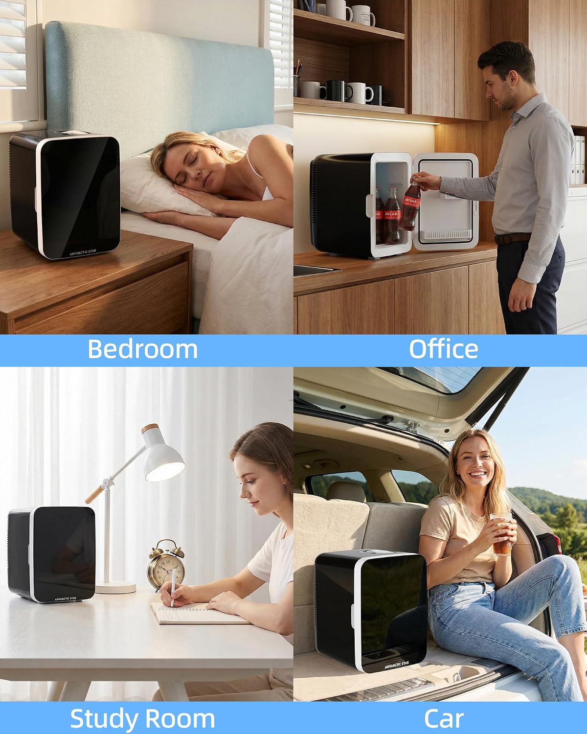 Antarctic Star 10L Compact Mini Fridge, 2.6 Gal Portable Small Refrigerator | Small Desktop Fridge with AC/DC Adapters, Cosmetics Cooler for Beverage, Food, Skincare, Bedroom, Office, Dorm, Black - Image 8