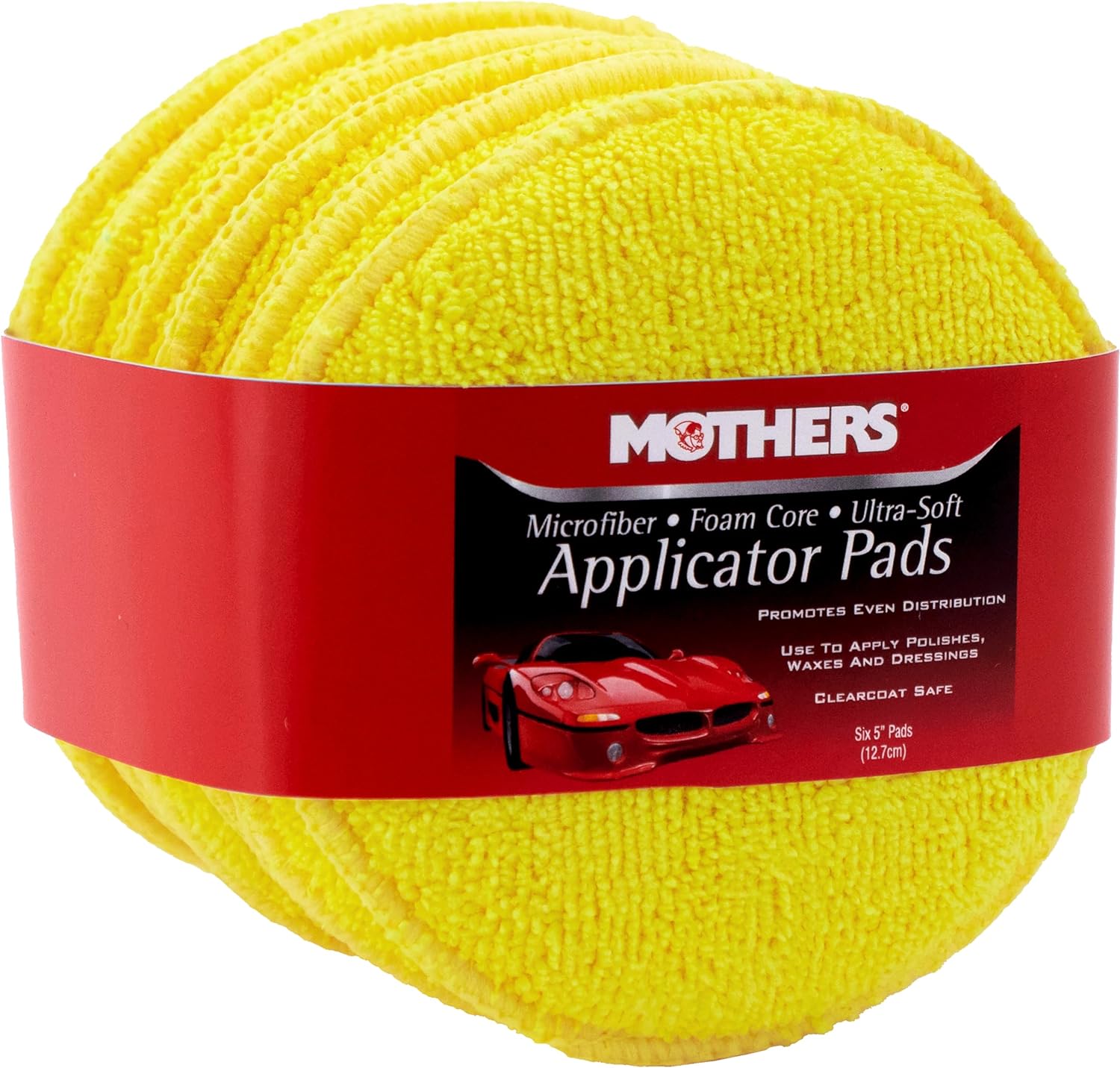 Mothers Microfiber Polishing Pad and Cleaning Pads for Car Detailing, 5 Inch Diameter, Yellow, 6 Pack - Image 2