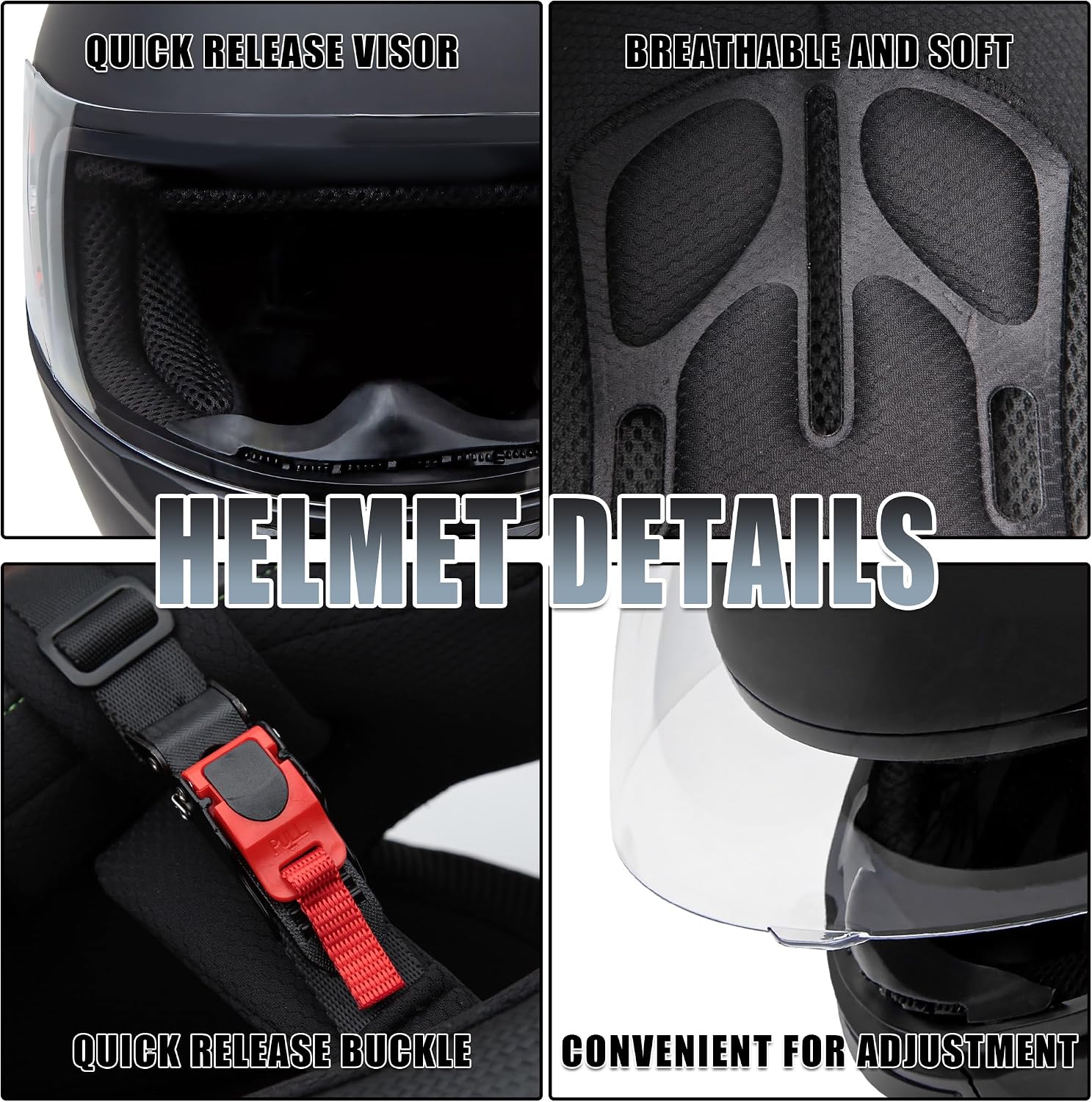 CARTMAN Lightweight Full Helmet Large, DOT Approved Racing with Visor | Matte black half helmet. Adult/Teen. DOT ABS, vented, weatherproof, adjustable. Goggles/gloves. Street, dirt, snow. - Image 6