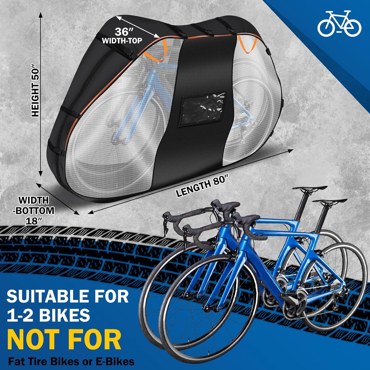 Bike Cover for Transport on Rack - Bike Covers for 2 Bikes On Rear Bike Rack - Bike Rack Cover Visible Tail lights and License Plate Window - Heavy Duty 600D Waterproof Travel Bike Cover - Image 7