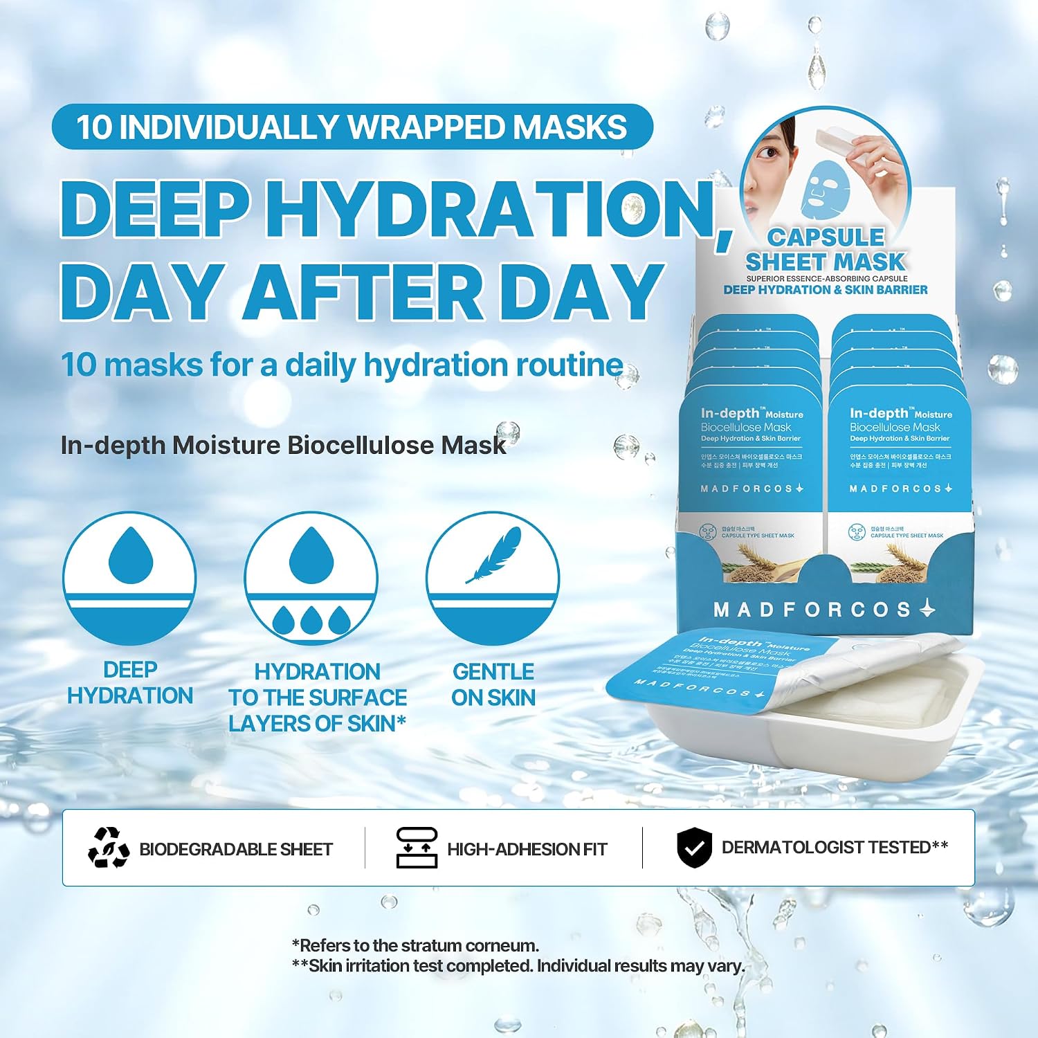 In-depth Moisture Bio-Cellulose Korean Hydrating Mask, 10 Sheets - Image 3