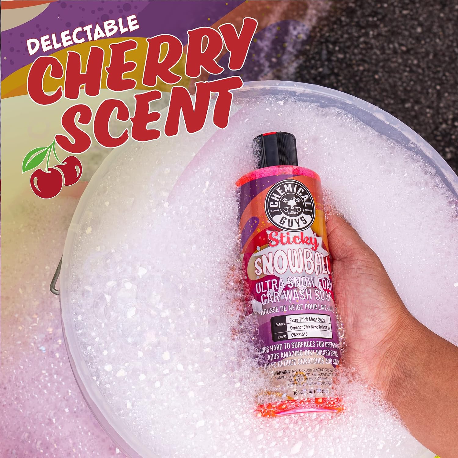 Chemical Guys, Sticky Snowball Ultra Snow Foam Wash Soap, Cherry, 64 oz - Image 13