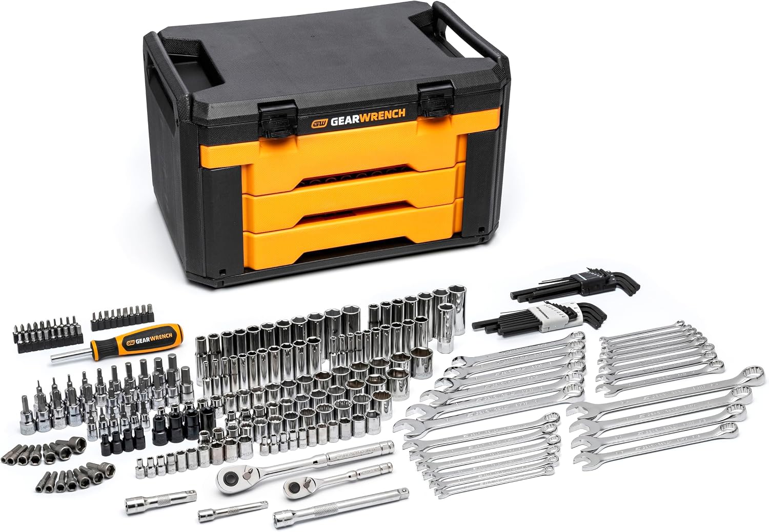 GEARWRENCH Mechanics Tool Set in 3 Drawer Storage Box, 232 Pc, 1/4 in and 3/8 in Drive, Metric/SAE | GW72LLCBMTS - Image 2