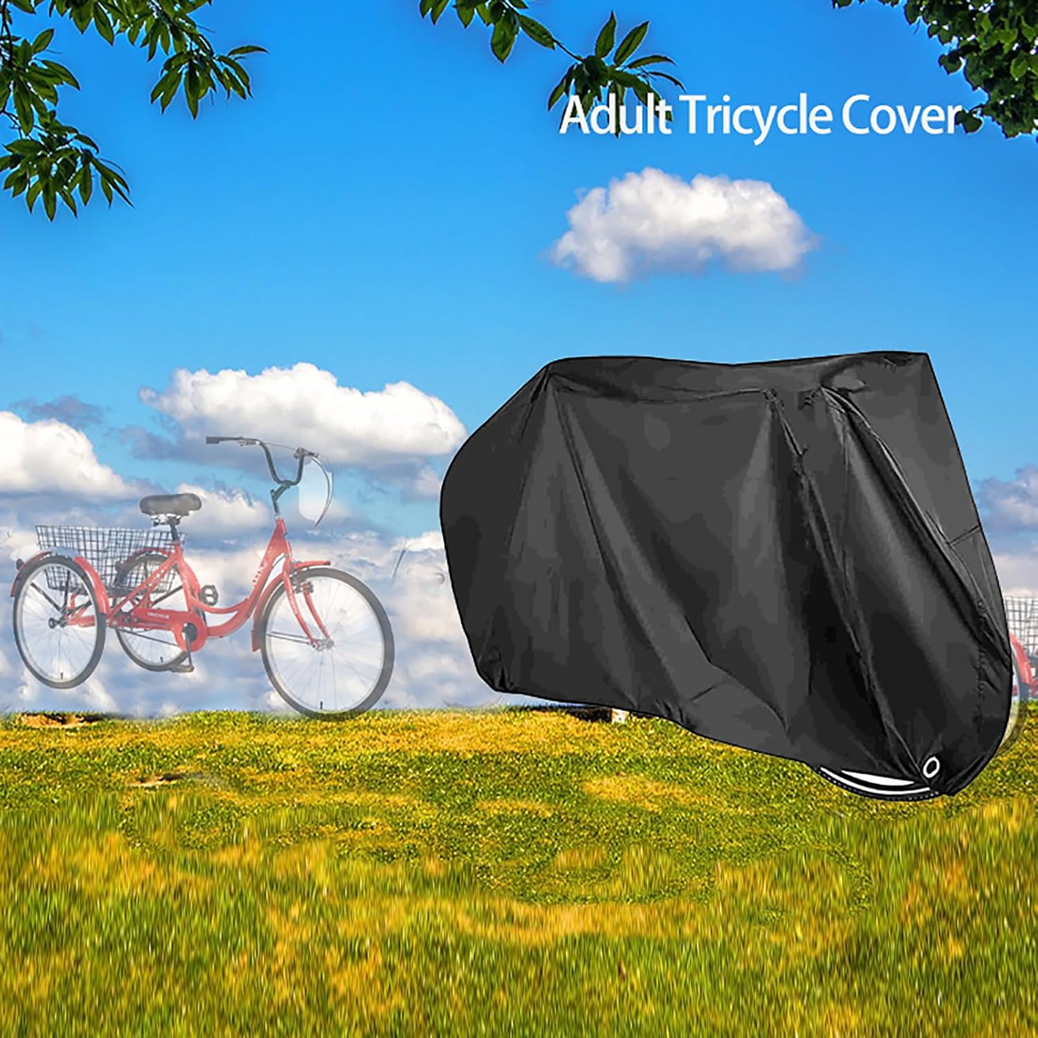 Adult Tricycle Cover,24/26inch 3 Wheel Bike Electric Trike Covers for Outdoor Waterproof Windproof Dustproof Bicycle & Bike - Image 8