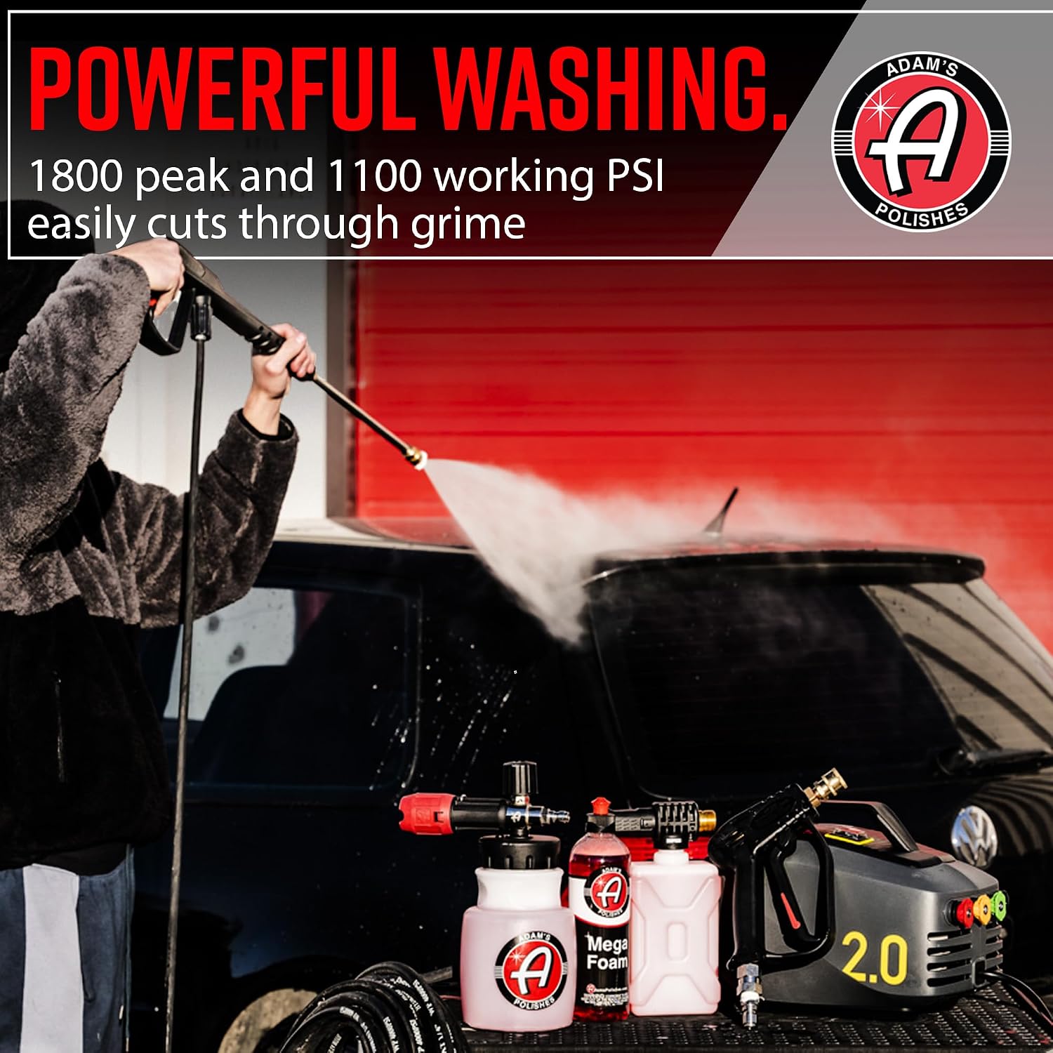 Adam's Polishes Active Pressure Washer 2.0 & Mega Foam Car Soap (5 Item) Powerful, Lightweight, Portable Electric Pressure Washer Sprayer | 1800 PSI, 2.0 GPM | for Car Home Auto Patio RV Motorcycle - Image 8