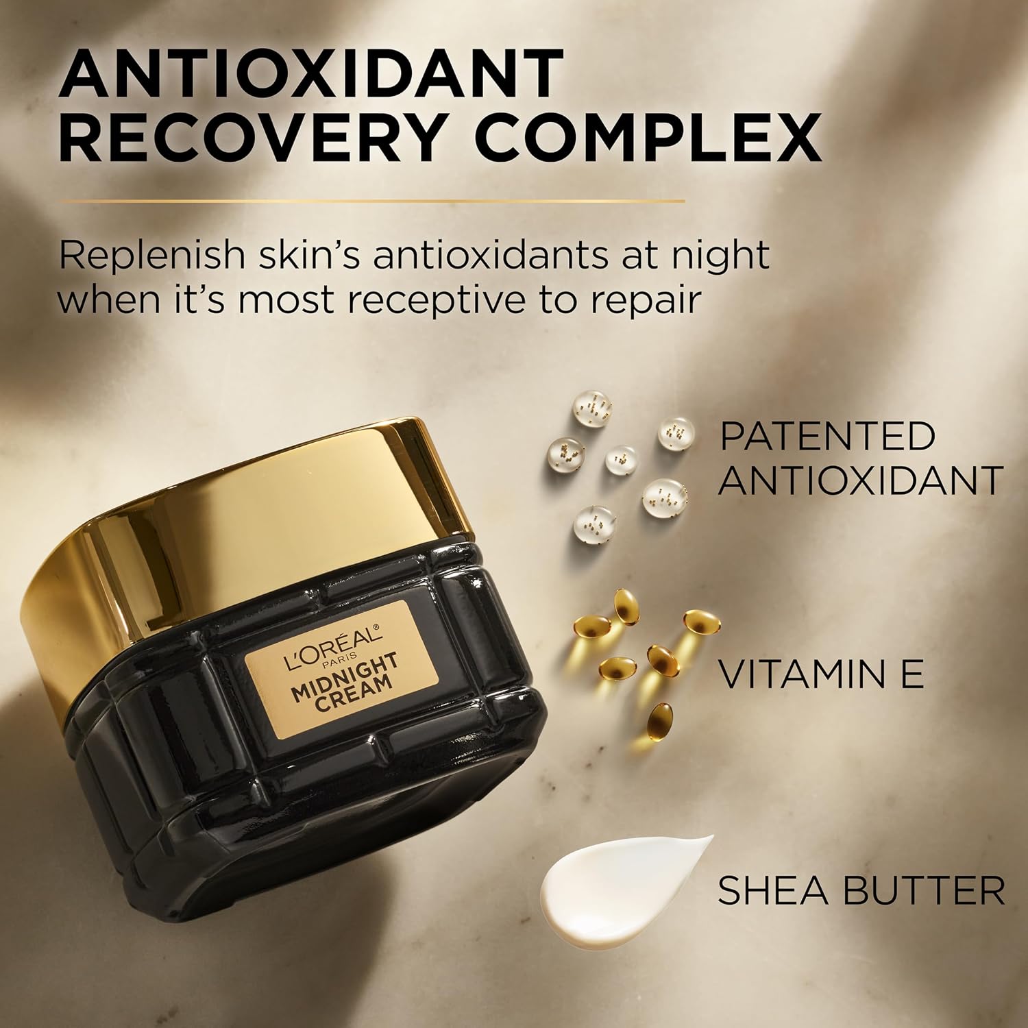 L'Oreal Paris Age Perfect Anti-Aging Midnight Cream, Face Moisturizer with Shea Butter to Reduce Wrinkles and Firm Skin, 1.7oz + Serum Sample - Image 6