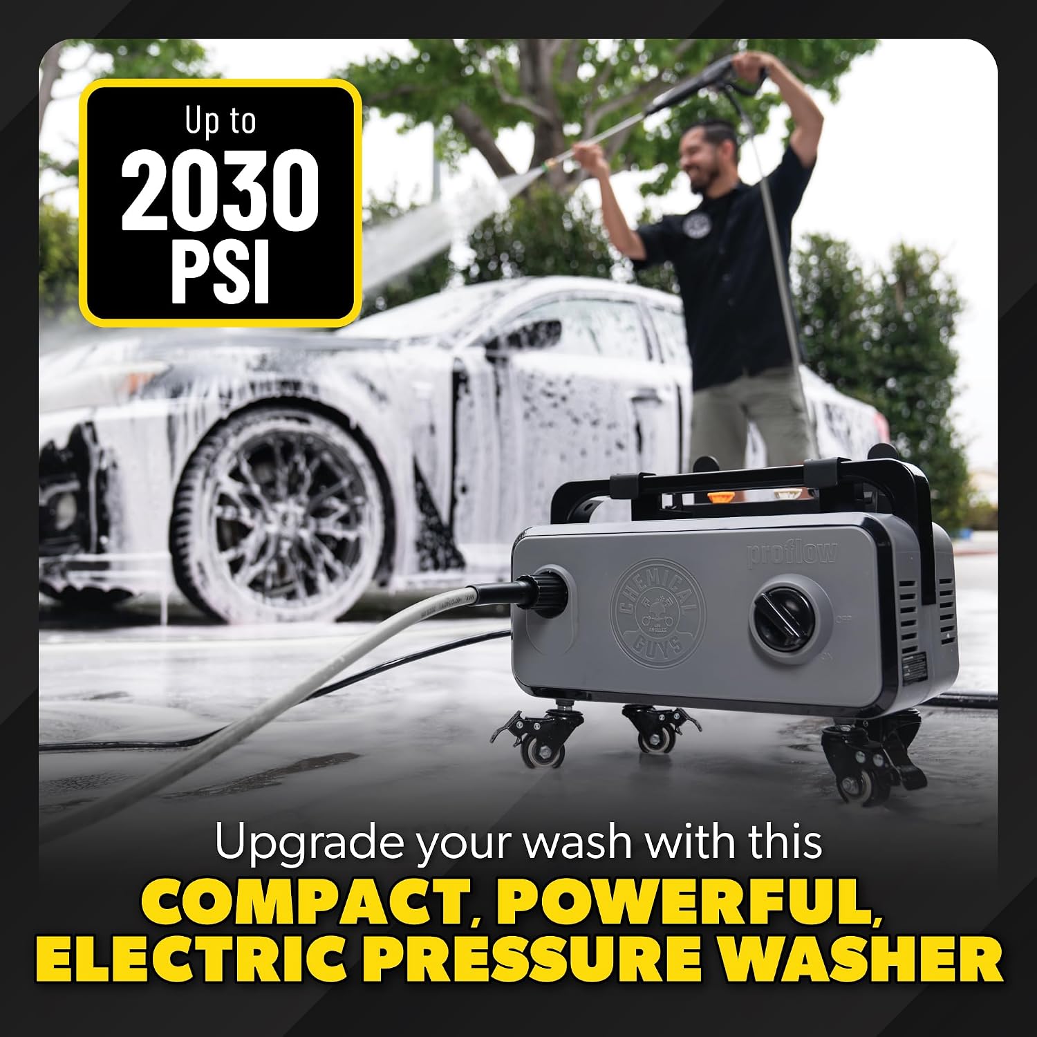 Chemical Guys Electric Pressure Washer PM2000 PRO – 2030 PSI, 1.77 GPM, 25’ Flex Hose, Compact Design, 360° Casters, Standard Connections, Cable Storage – EQP411 - Image 6