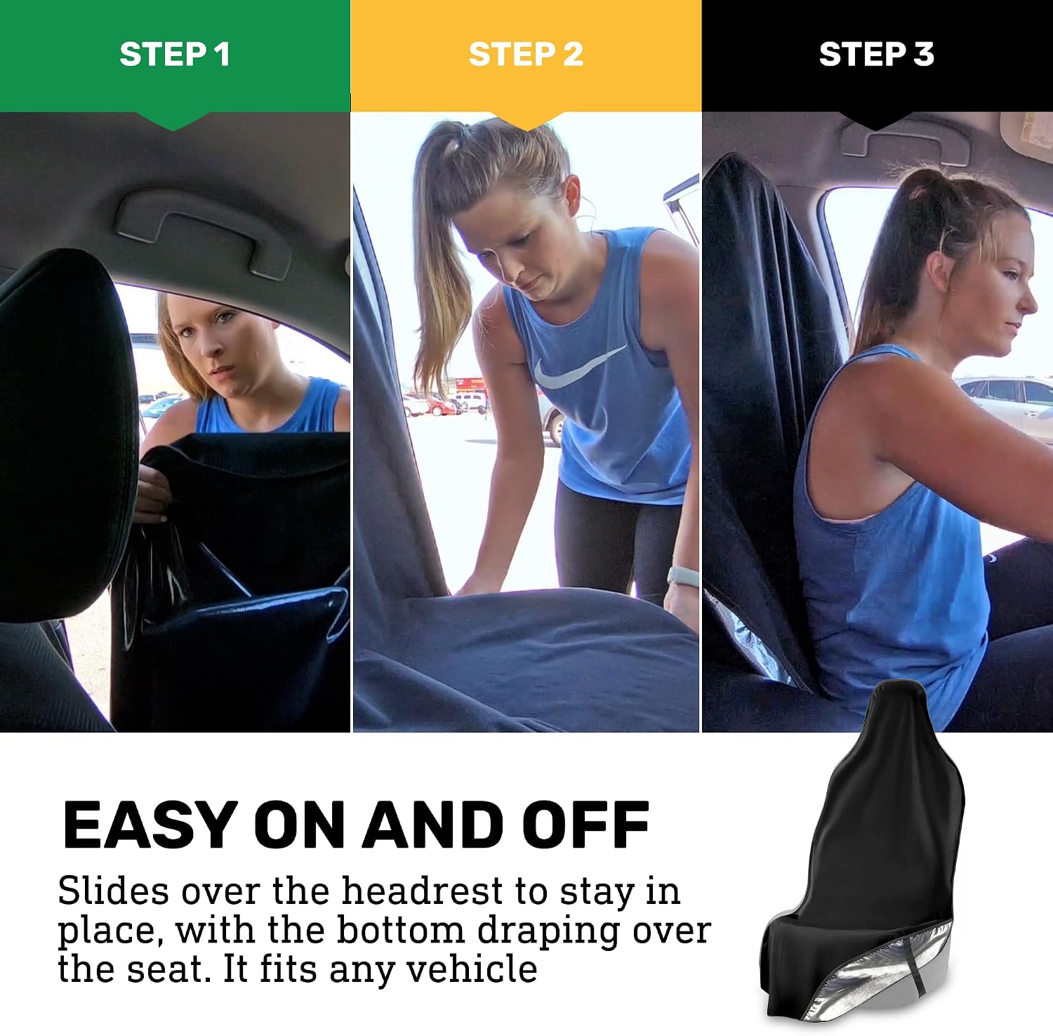 EliteSport Front Seat Cover, Universal Fit Waterproof, Sweatproof, Odor-Resistant, and Machine Washable Car Seat Protector with Non-Slip Underlayer for Pet, Travel, and Outdoor Adventure, Black - Image 8