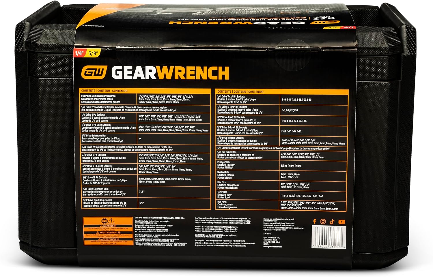 GEARWRENCH Mechanics Tool Set in 3 Drawer Storage Box, 232 Pc, 1/4 in and 3/8 in Drive, Metric/SAE | GW72LLCBMTS - Image 8