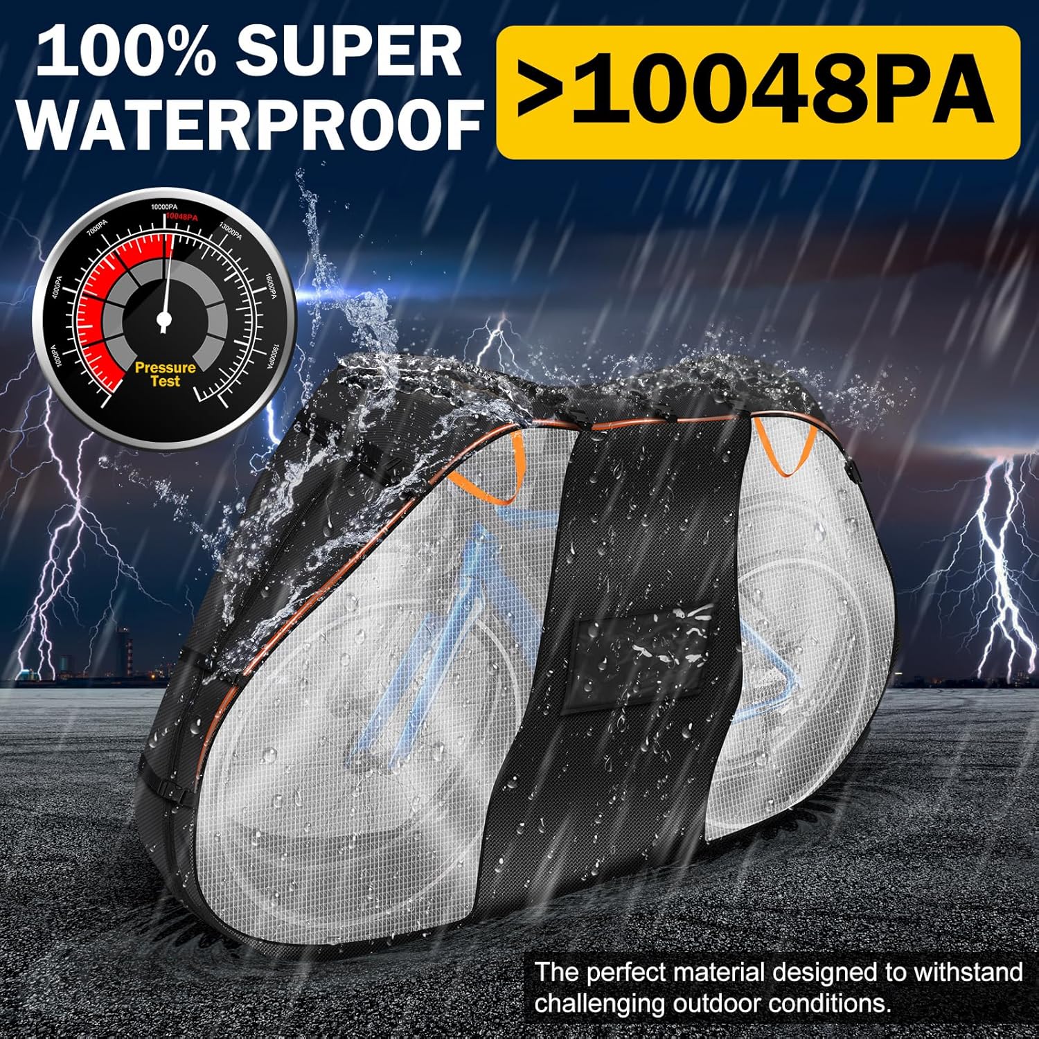 Bike Cover for Transport on Rack - Bike Covers for 2 Bikes On Rear Bike Rack - Bike Rack Cover Visible Tail lights and License Plate Window - Heavy Duty 600D Waterproof Travel Bike Cover - Image 5