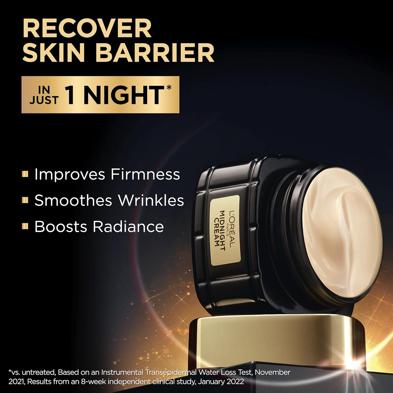L'Oreal Paris Age Perfect Anti-Aging Midnight Cream, Face Moisturizer with Shea Butter to Reduce Wrinkles and Firm Skin, 1.7oz + Serum Sample - Image 5
