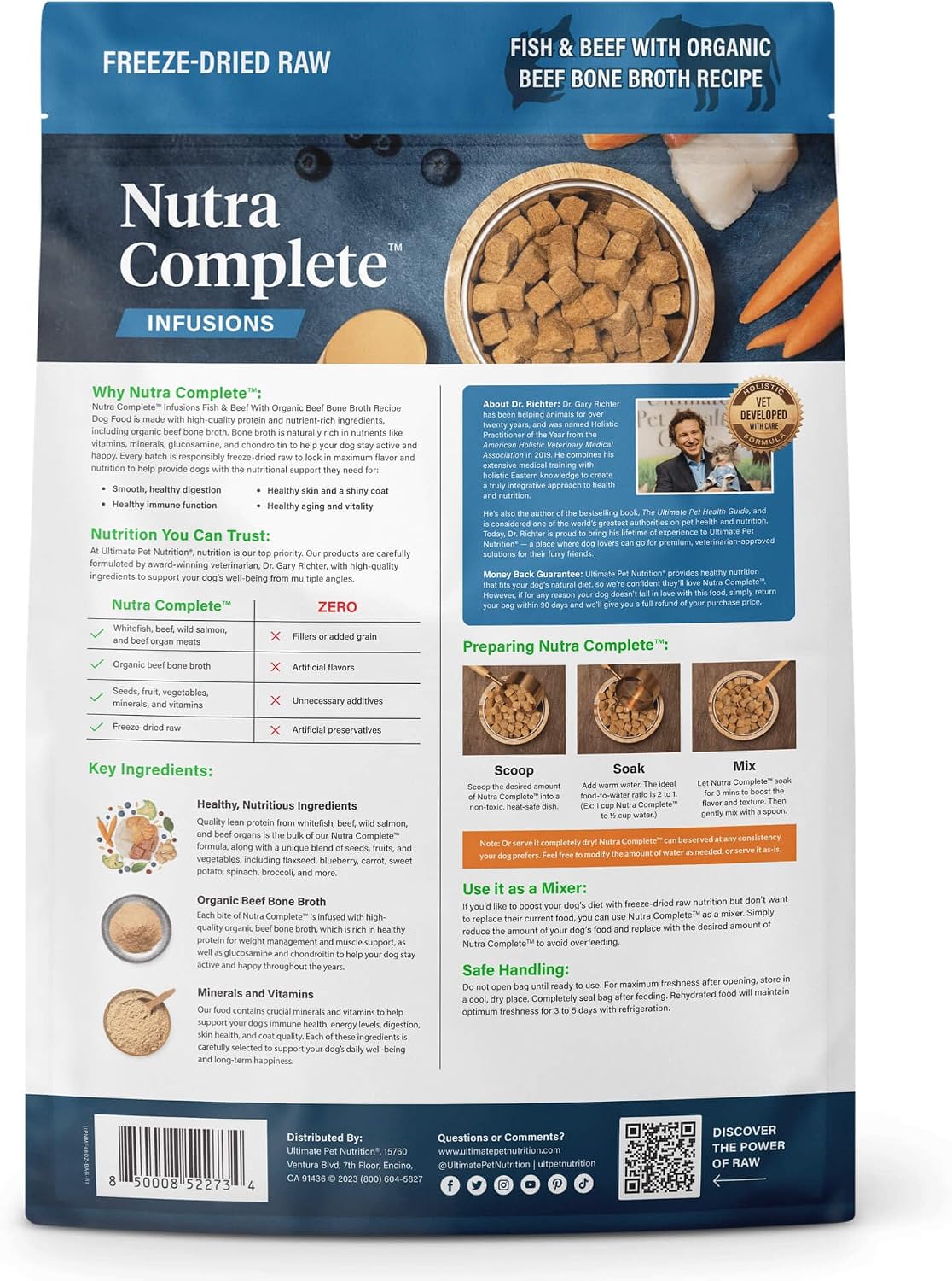 ULTIMATE PET NUTRITION Nutra Complete Bone Broth Infusions, 100% Freeze Dried Raw Veterinarian Formulated Dog Food with Antioxidants Prebiotics and Amino Acids, (3 Pound, Bone Broth Fish) - Image 6