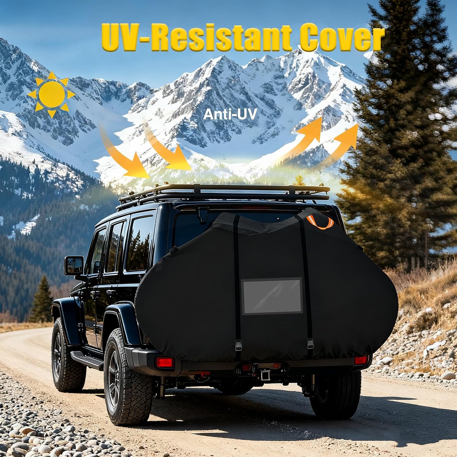 Bike Rack Cover for 2 Bikes, 600D Waterproof Travel Cover | Heavy-duty 600D bike cover protects 2 bikes from rain, dust, UV and wind. Features buckles and lock hole for secure travel. - Image 4