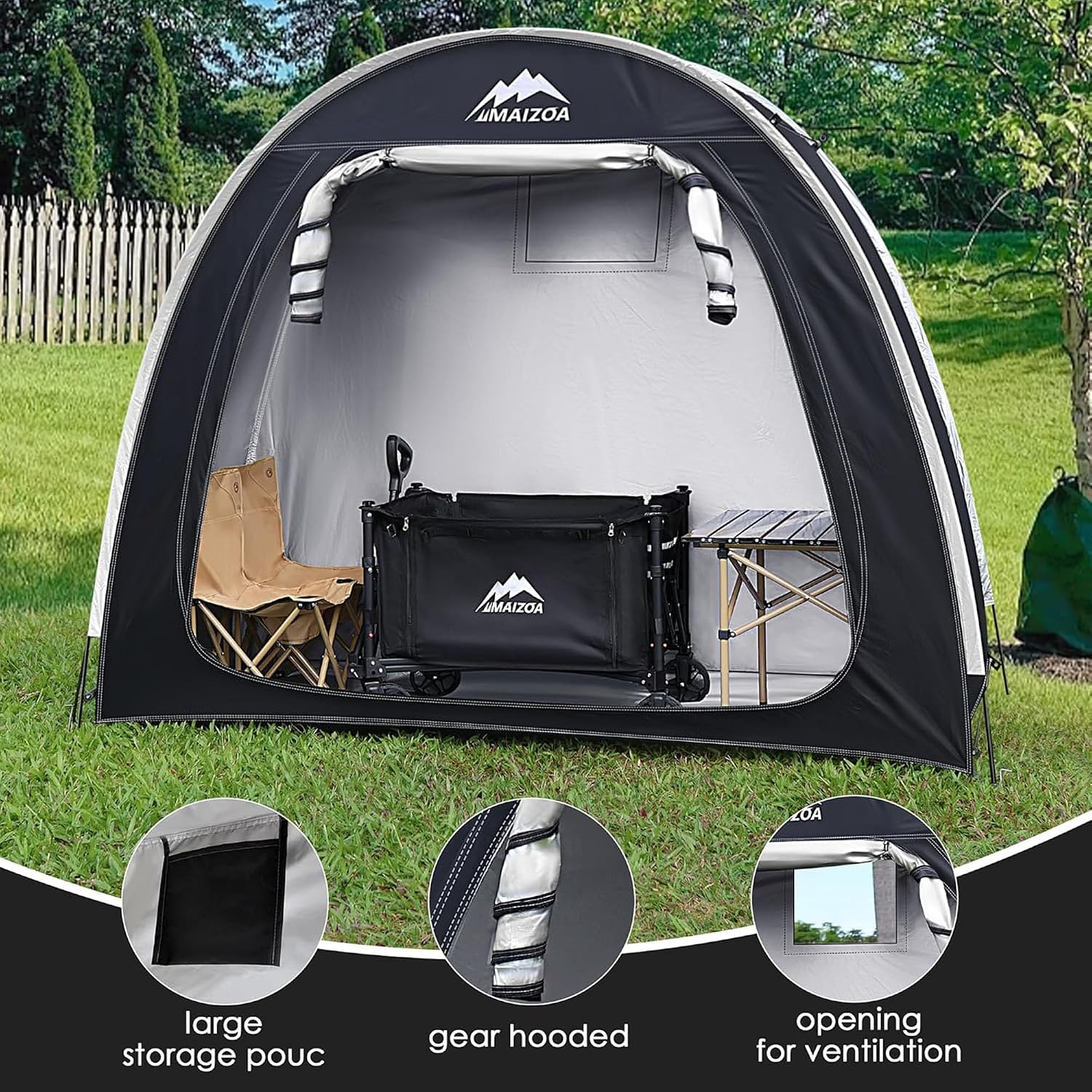 Bike Cover Storage Tent, Outdoor Portable Storage Tent | 210D Oxford Fabric PU4000 Waterproof for 2-3 Bikes, Suitable for Storing Bicycles,Motorcycles,Garden Tools,Various Tools - Image 4