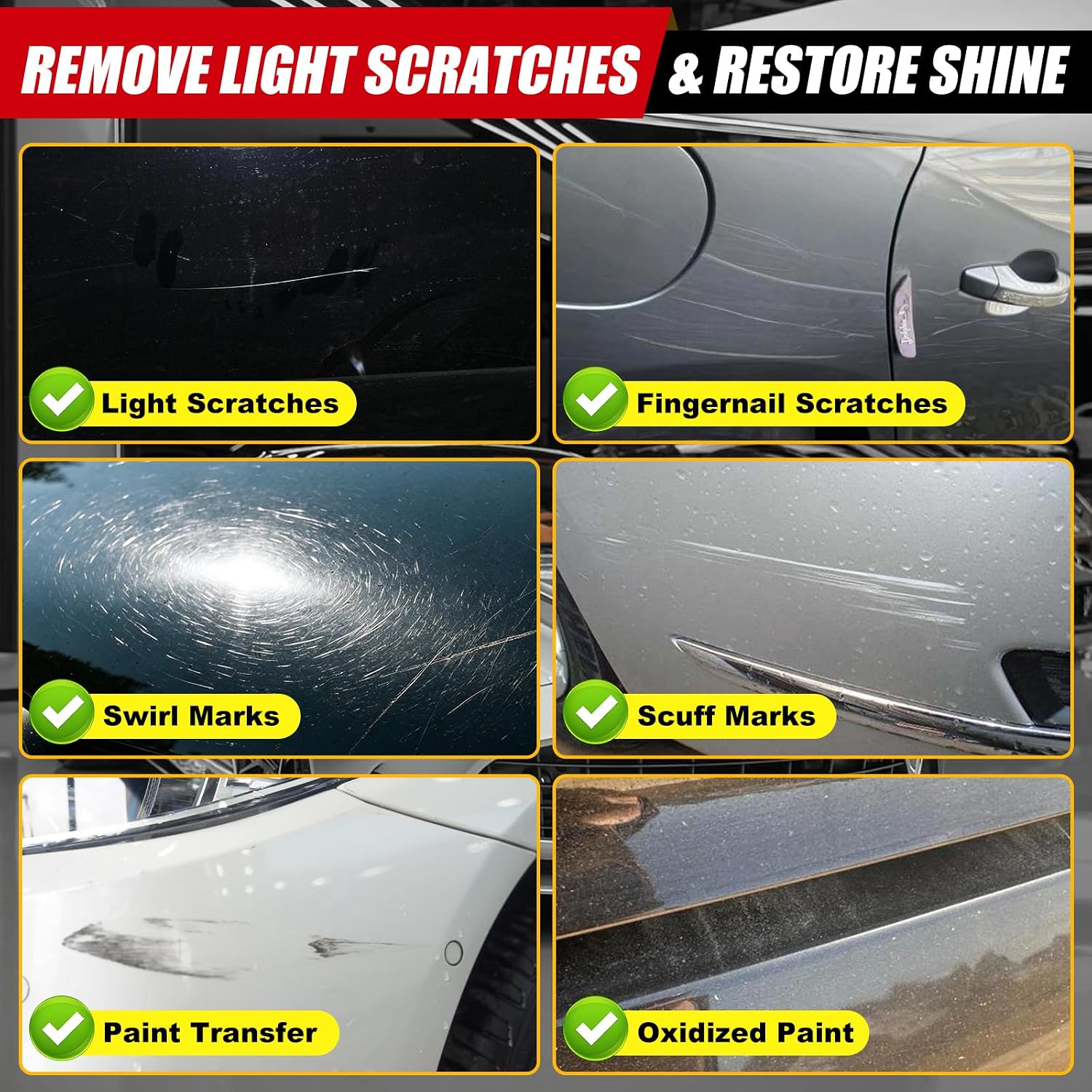Car Scratch Remover for Vehicles, Car Scratch Repair Kit with Scratch Removal Wax, Rubbing Compound & Polishing Pad, Removes Light Scratches and Swirl Marks, Restores Car Paint Finish, 3.4oz/100ml - Image 6