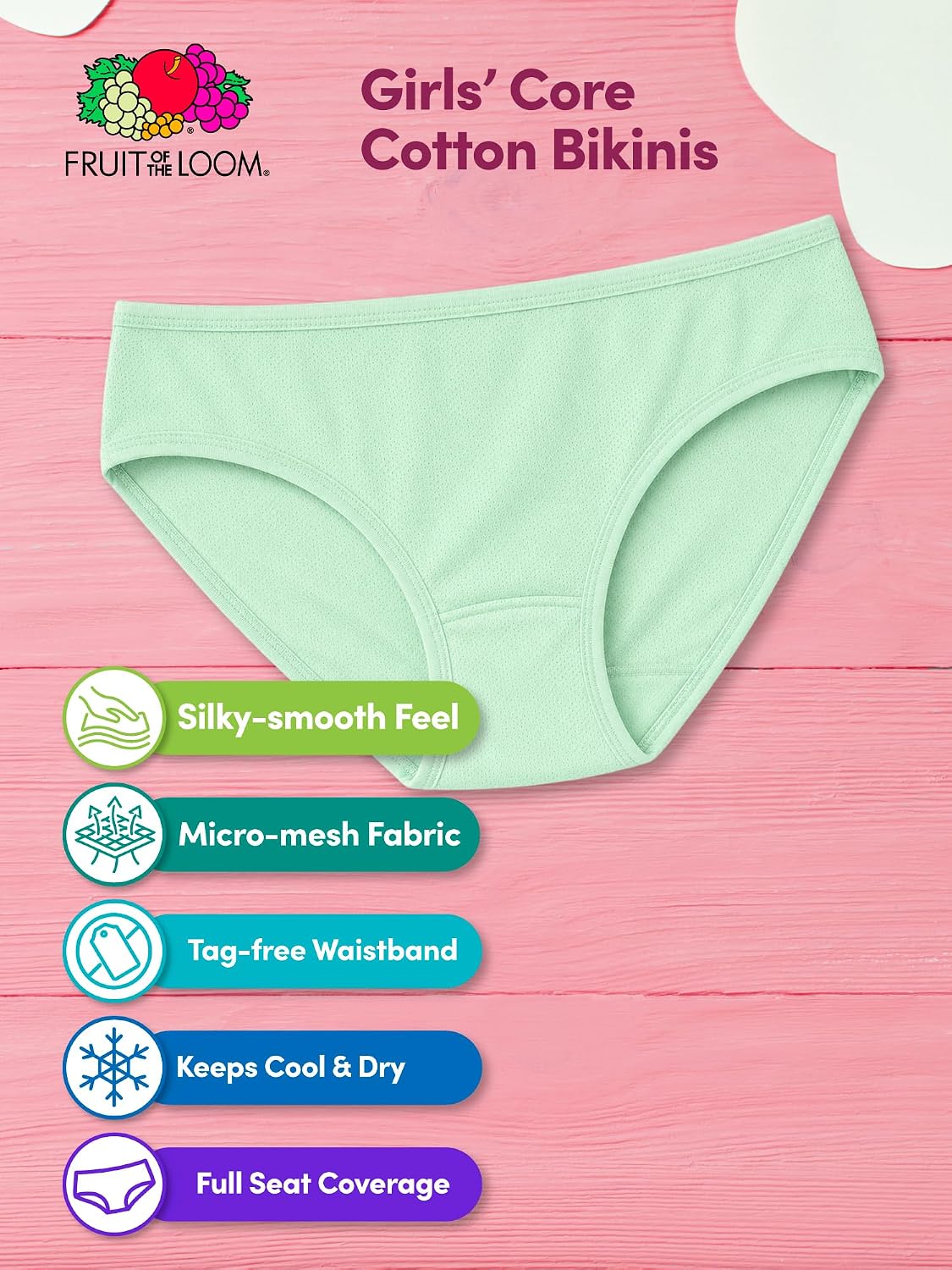 Fruit of the Loom Girls' Cotton Bikini Underwear Multipacks - Image 8