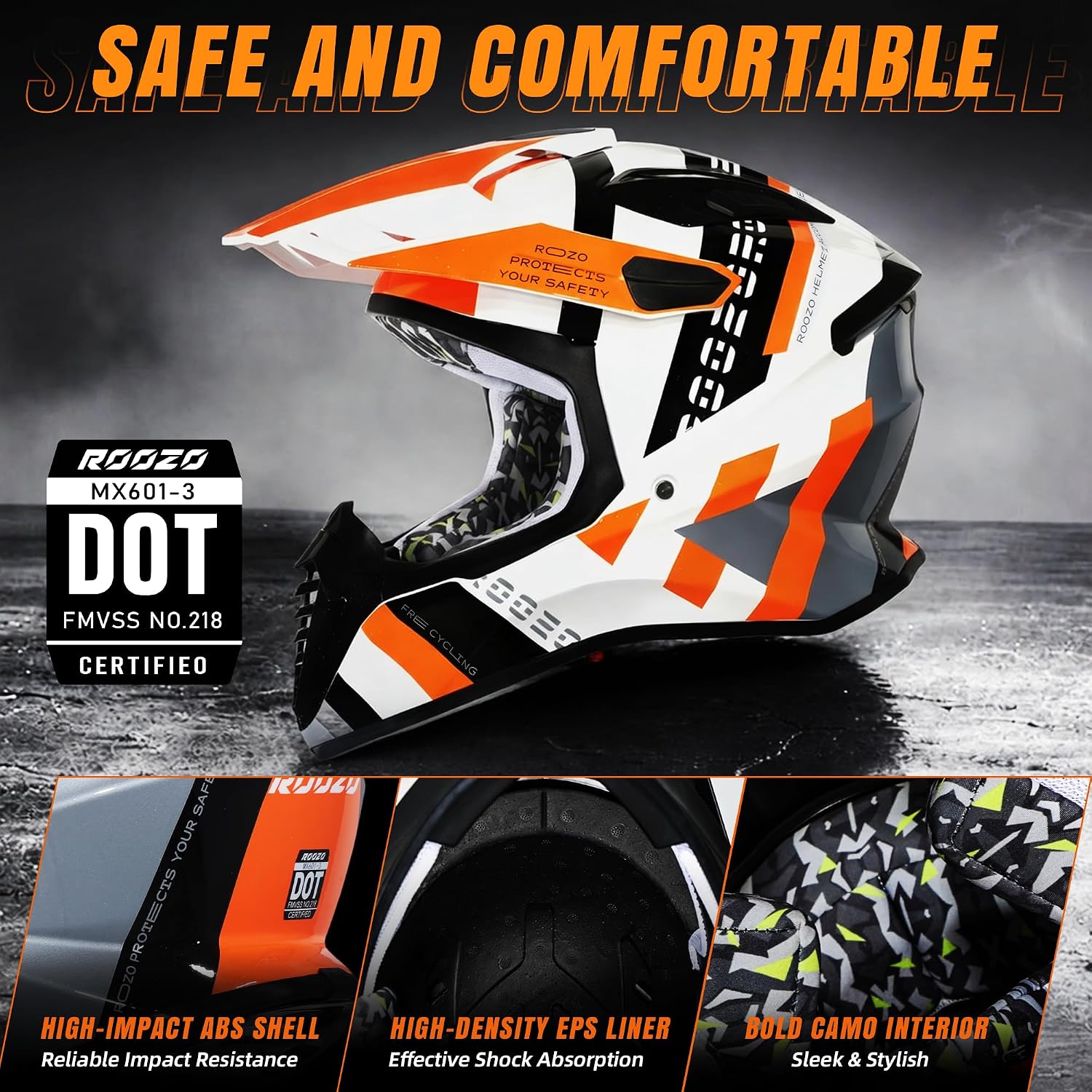 DOT Approved Youth Dirt Bike Helmet Kids Full Face Motocross Helmets Set | Riding Gear Set with Goggles, Gloves & Removable Padding for Teens, Fits Dirt Bike, ATV, Off Road, UTV, Motorcycle, Go Kart - Image 3