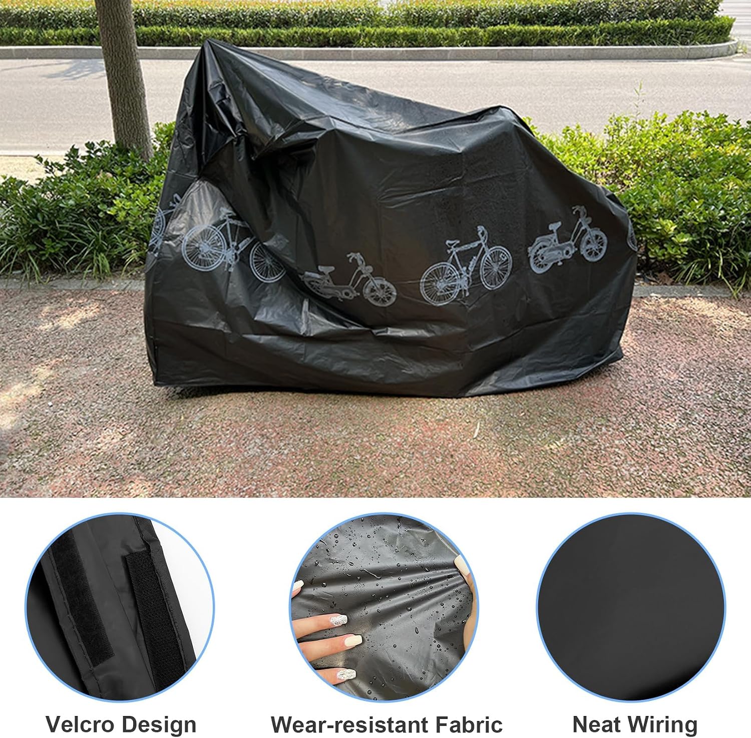 Bike Bicycle Cover Waterproof Dustproof- 190T Bike Cover for 1 or 2 Bikes, Indoor and Outdoor Use, Bike Cover Rain Sun UV Wind Snow Proof Resistant - Image 4