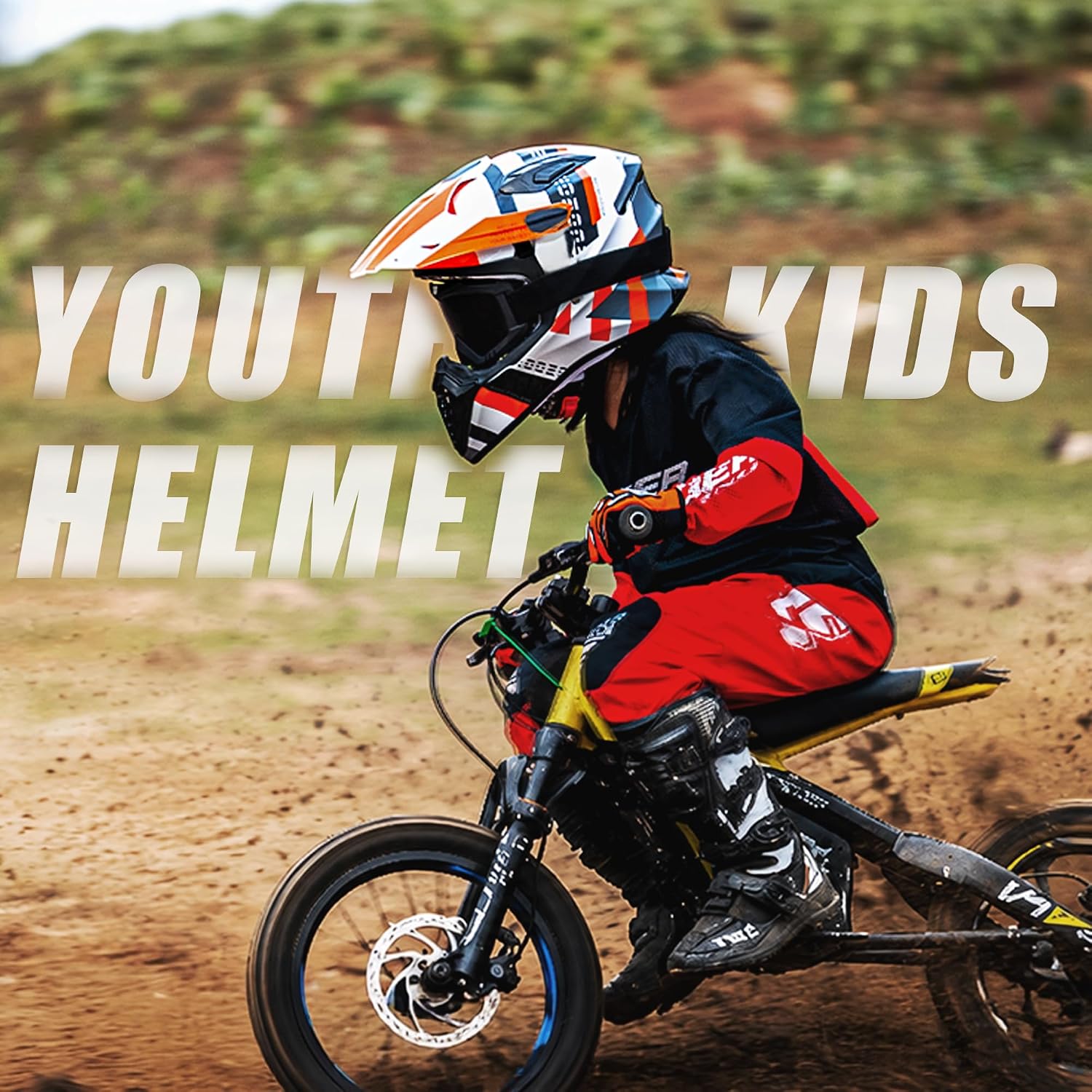 DOT Approved Youth Dirt Bike Helmet Kids Full Face Motocross Helmets Set | Riding Gear Set with Goggles, Gloves & Removable Padding for Teens, Fits Dirt Bike, ATV, Off Road, UTV, Motorcycle, Go Kart - Image 9