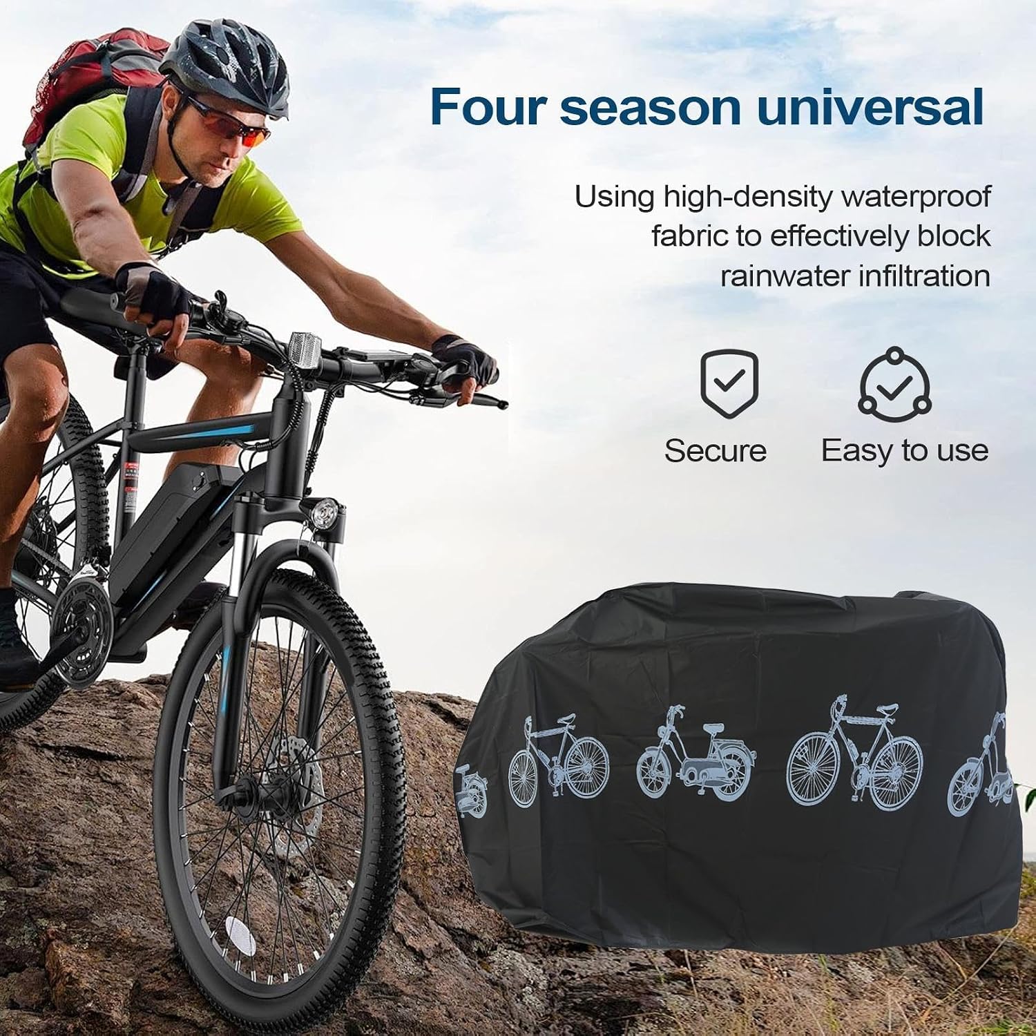 Bike Bicycle Cover Waterproof Dustproof- 190T Bike Cover for 1 or 2 Bikes, Indoor and Outdoor Use, Bike Cover Rain Sun UV Wind Snow Proof Resistant - Image 7