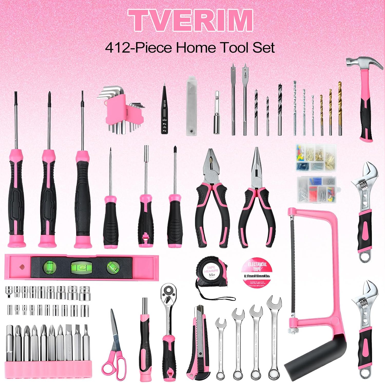 412 Piece Tool Set, Home Repair & Auto Tool Kit with Storage Organizer | Toolbox Storage Case for Women & Men, Perfect for Homeowner, Diyer, Handyman, DIY - Image 3