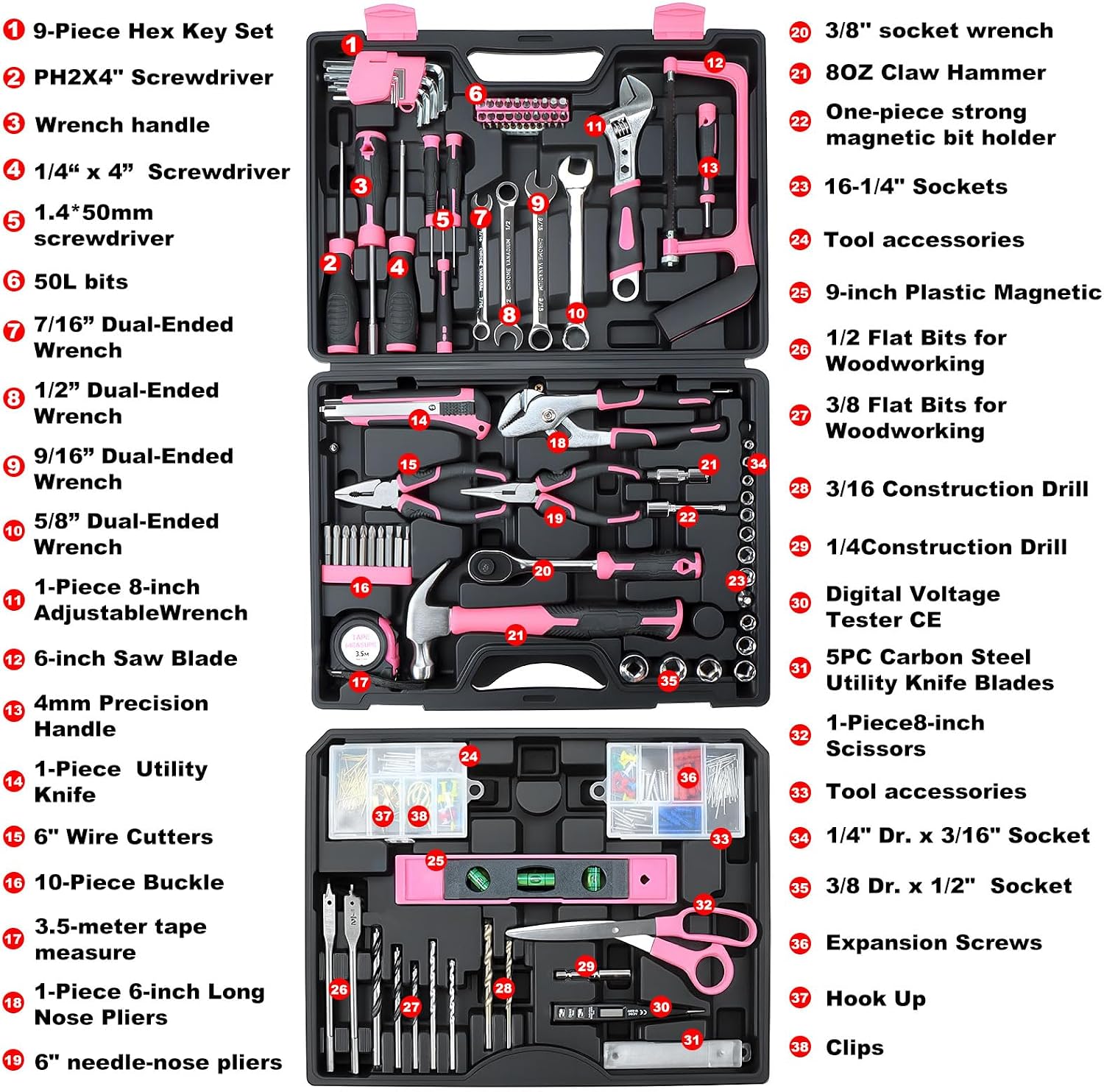 412 Piece Tool Set, Home Repair & Auto Tool Kit with Storage Organizer | Toolbox Storage Case for Women & Men, Perfect for Homeowner, Diyer, Handyman, DIY - Image 4