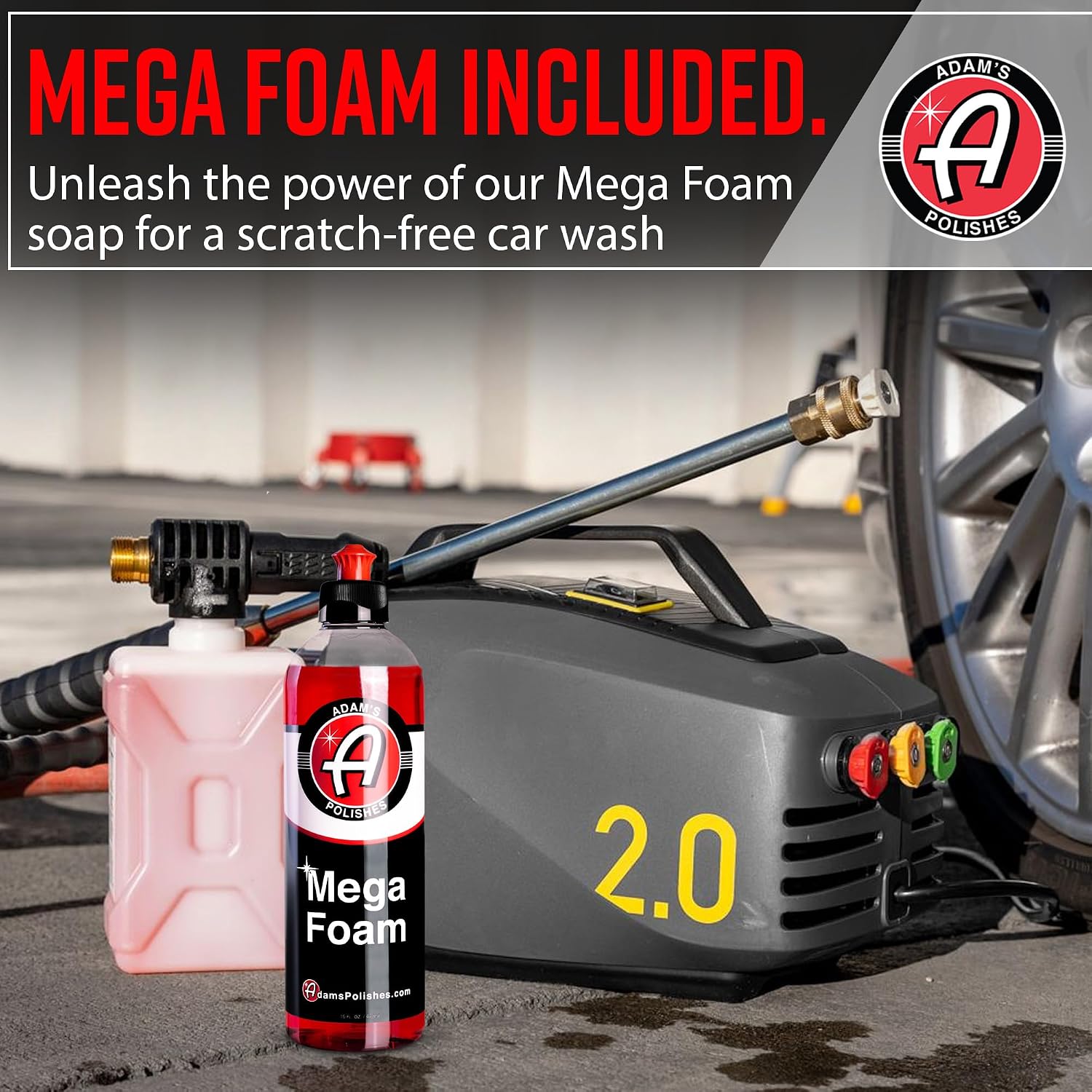 Adam's Polishes Active Pressure Washer 2.0 & Mega Foam Car Soap (5 Item) Powerful, Lightweight, Portable Electric Pressure Washer Sprayer | 1800 PSI, 2.0 GPM | for Car Home Auto Patio RV Motorcycle - Image 9
