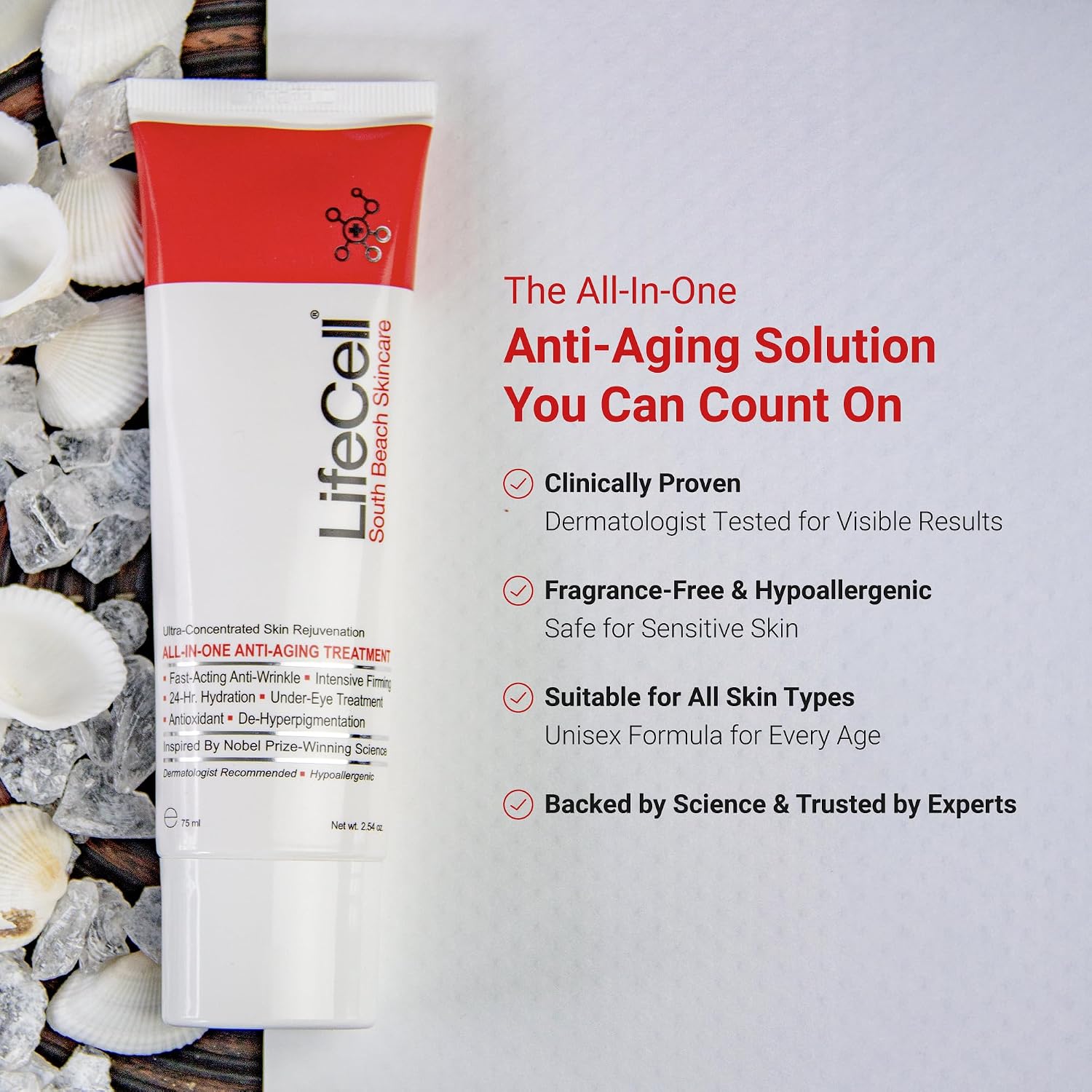 LifeCell All In One Anti-Aging Cream – Reduces Wrinkles, Fine Lines, Dark Circles & Sun Damage – Retinol, Vitamin C, DMAE & Hyaluronic Acid – Fragrance-Free, for All Skin Types (2.54oz) - Image 8