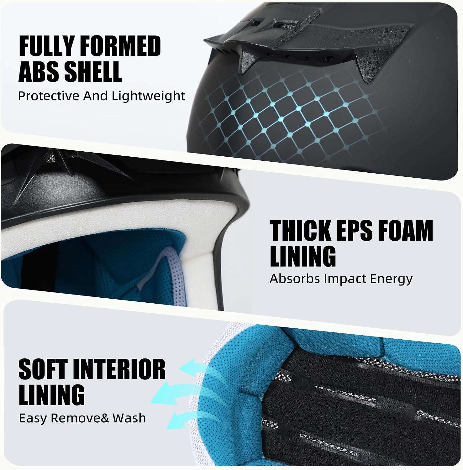 Kids Dirt Bike Helmets Youth ATV Helmet, Kids Motocross Helmet DOT Approved | Full Face Riding Gear Set with Goggles, Gloves & Visor for Teens, Fits Dirtbike, Off Road, UTV, BMX, Four Wheeler, Motorcycle - Image 3