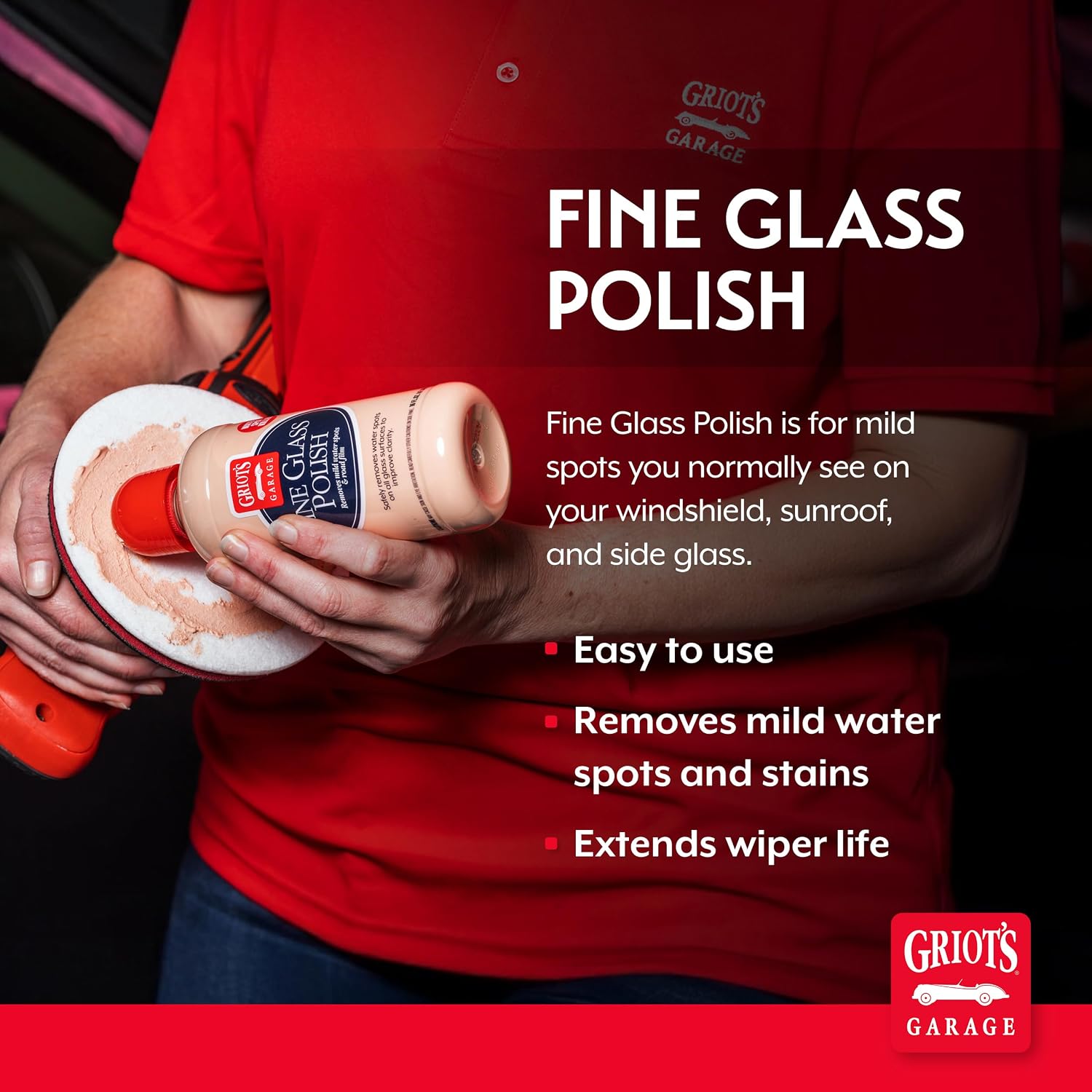Griot's Garage Fine Glass Polish, Car Window, Windshield Polishing Cleaner for Automotive and Home, Removes Stains and Water Spots, 11017, 16 oz - Image 3