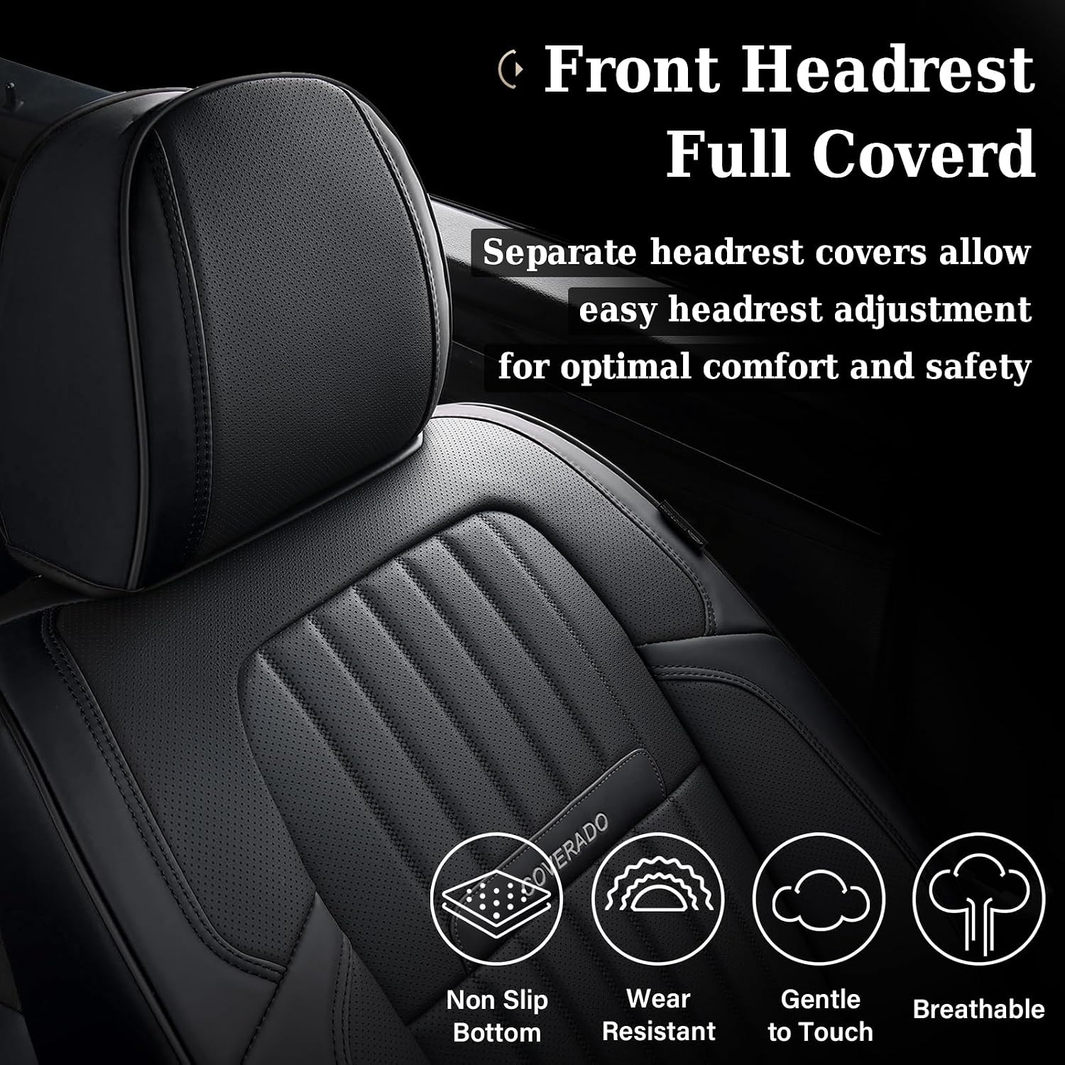 Coverado Seat Covers, Car Seat Covers Front Seats, Car Seat Cover, Car Seat Protector Waterproof, Car Seat Cushion Nappa Leather, Black Seat Covers for Cars Carseat Cover Universal Fit for Most Cars - Image 8